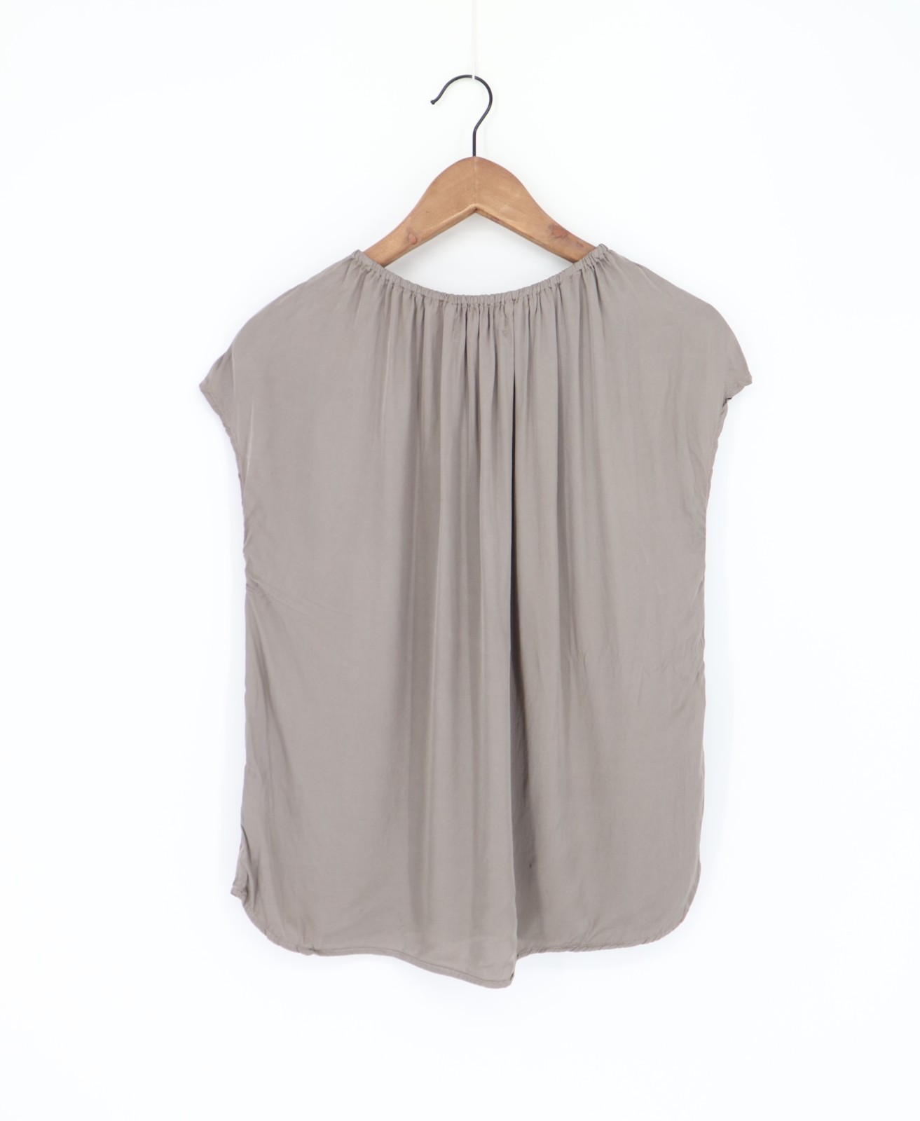 VELVET By Graham & Spencer Cap Sleeve Gathered Neck Top Silver S $134 A9 291
