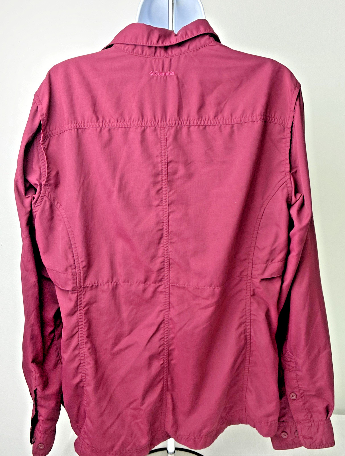 Columbia Titanium Women’s Button Up Shirt Maroon Long Sleeve Outdoor Hiking Vent