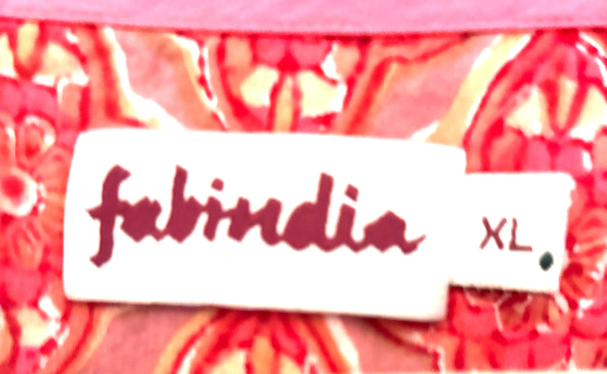 FABINDIA Top Womens XL Cotton Tunic Kurta 3/4 Sleeve orange and pink