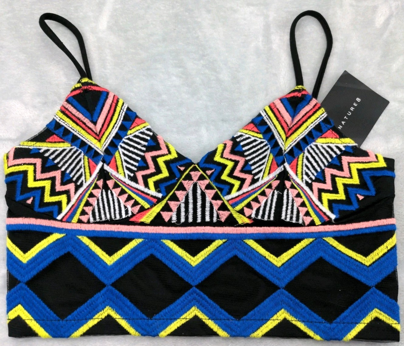 NWT Embroidered Crop Top Women’s Size Small Colorful Boho Festival Concert