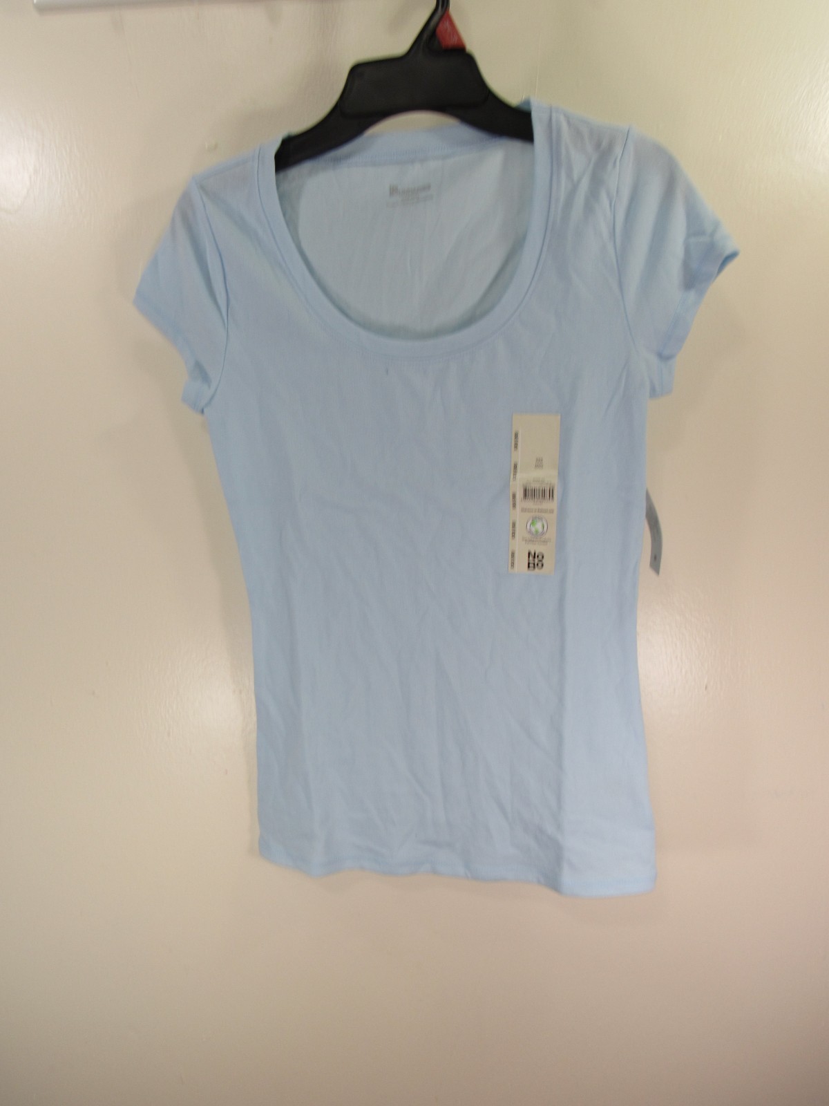New No Boundaries Scoop Tee Size XXS 00 Light Powder Puff Blue Short Sleeve