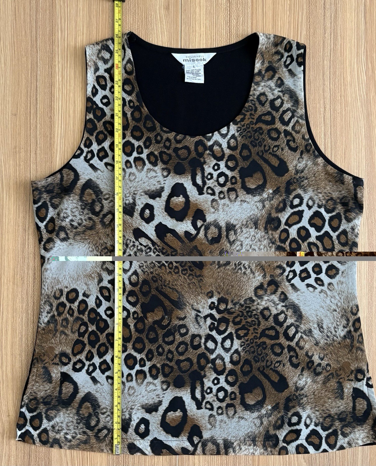 Exclusively Misook Leopard Print Sleeveless Tank Top Wmns L Neutral Luxury Basic