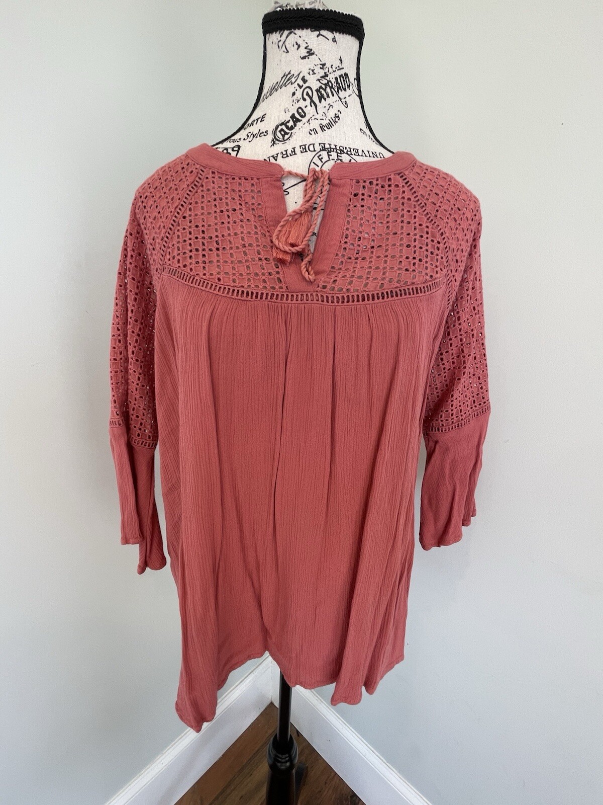 Wrangler Retro womens shirt Peasant Bohemian Size LG Boho Top Blouse Western