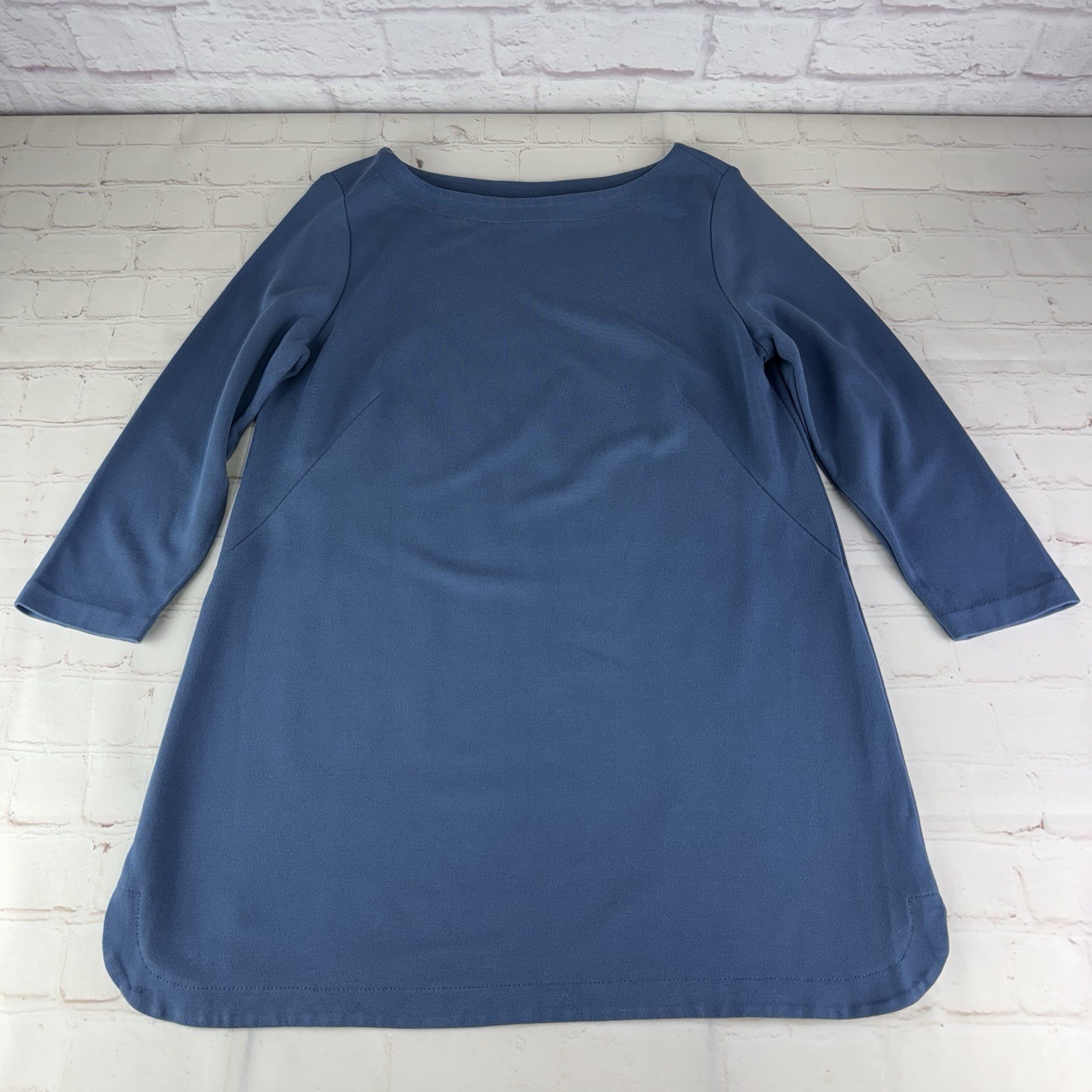 J Jill Ponte Knit 3/4 Sleeve Boatneck Tunic Top Cornflower Blue Women’s Medium