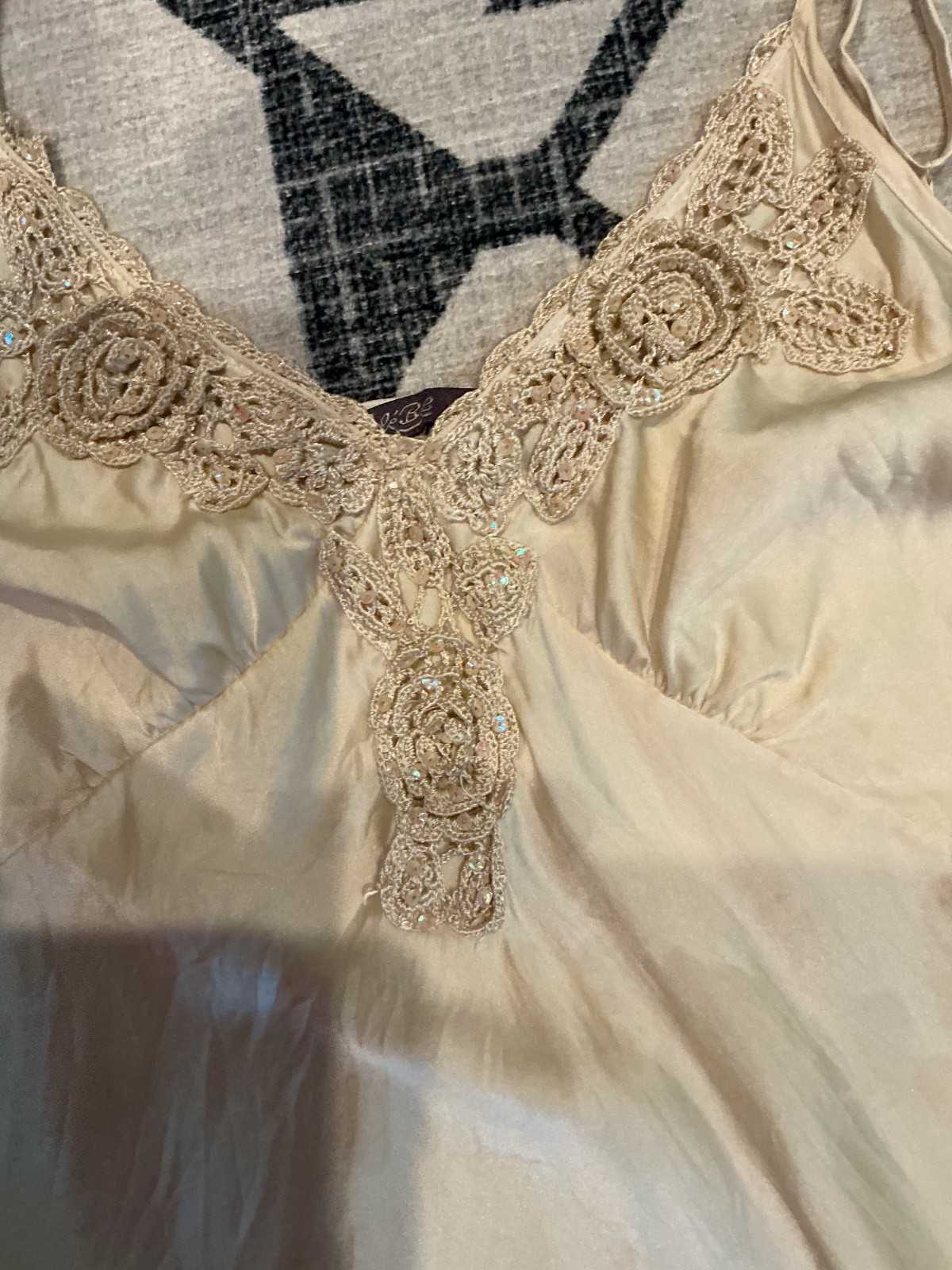 Hale Bob Y2K Vintage Silk Fairy Beaded Tank Top Whimsigoth Romantic M