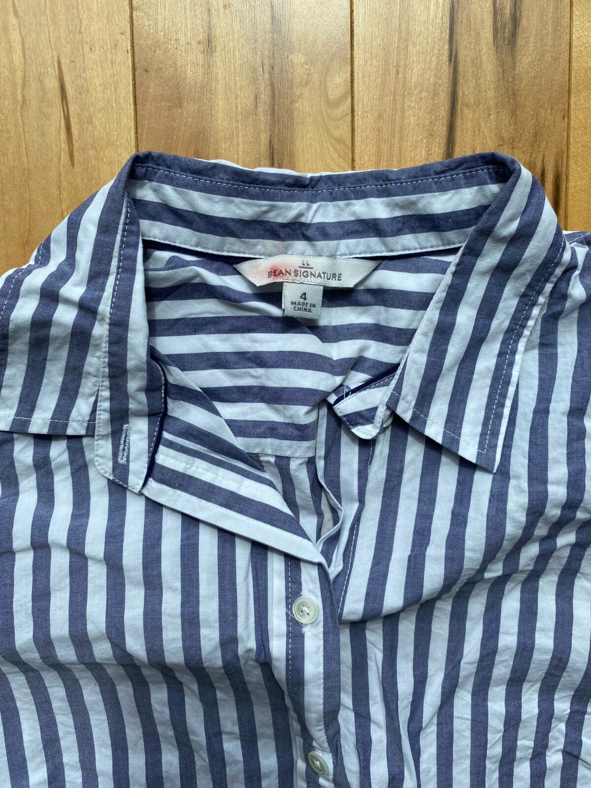 LL Bean Womens Signature striped button down size 4