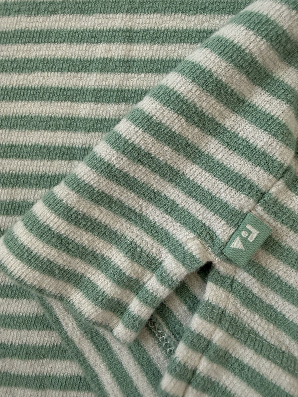 Striped Terry Cloth Top Womens Small Green White Coastal Nautical Beachy Summer