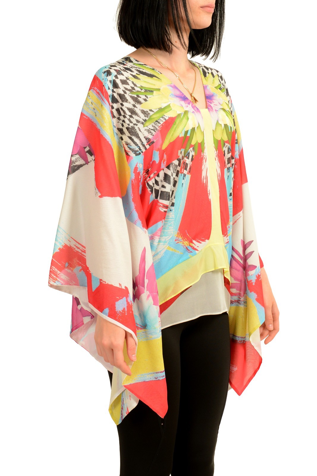 Just Cavalli Women’s Multi-Color Silk Tunic Blouse Top US S IT 40