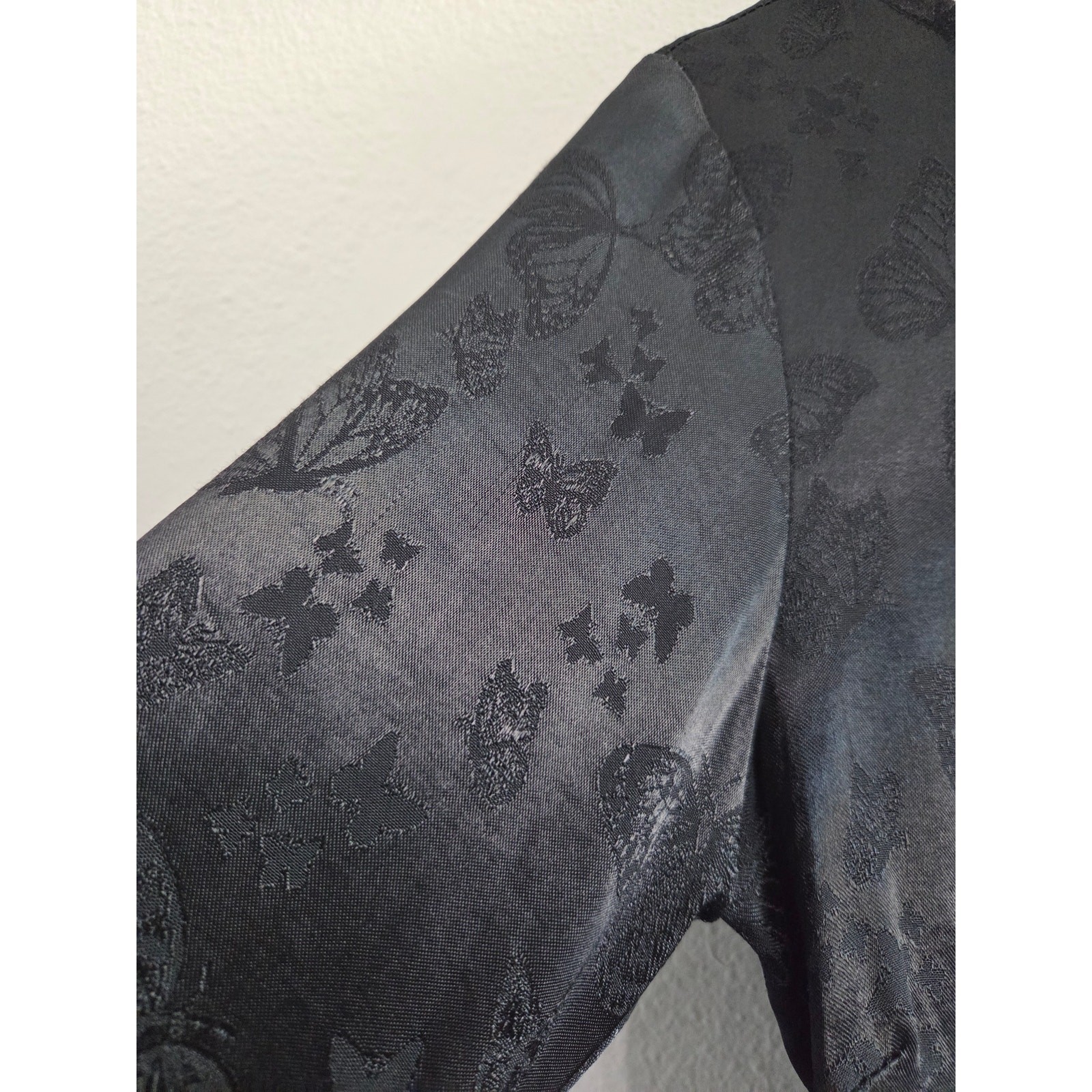 Musier Paris Camila Black Butterfly Jacquard Open Back Crop Top 36 S