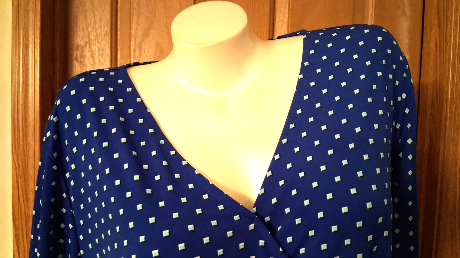 Liz Claiborne Blue Blouse V-Neck Front Wrap Angel Wing Sleeve Plus Size XXL