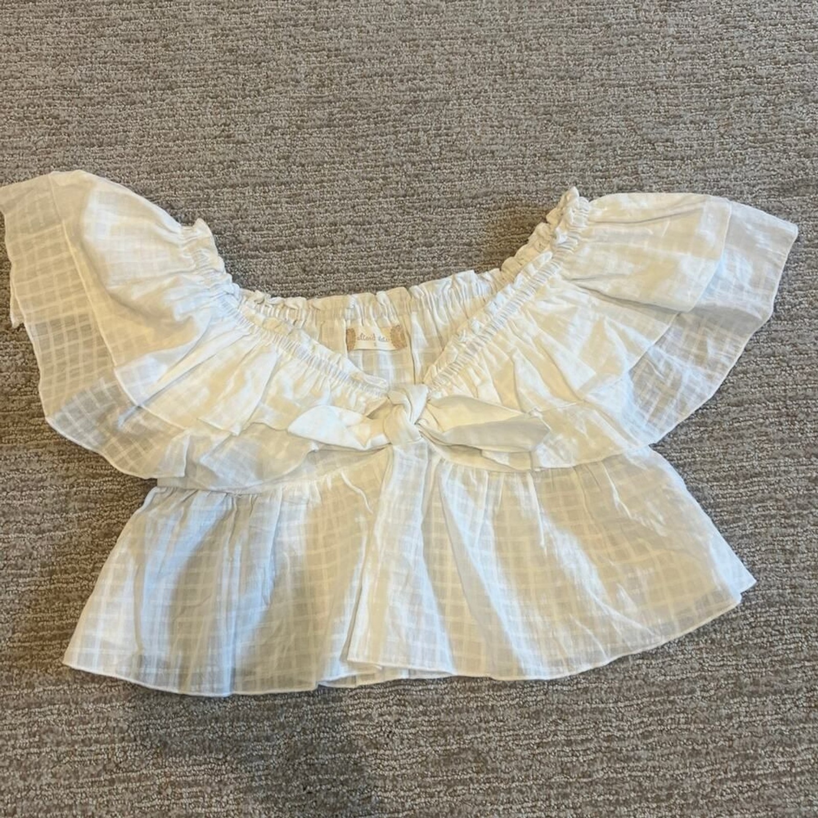 NWT Altar’d State White Off Shoulder Ruffle Peplum Crop Top Women’s Small