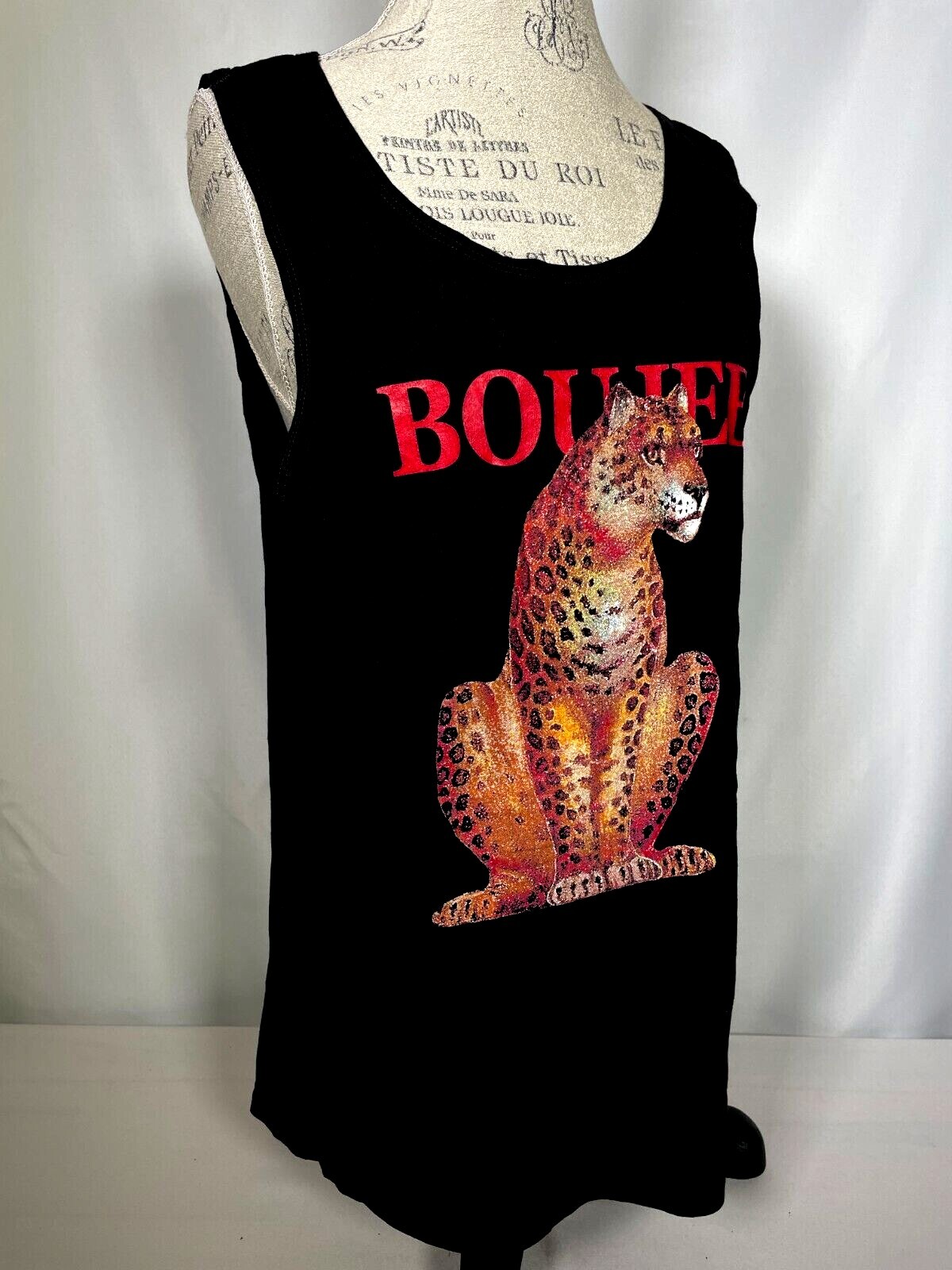 Fashion Nova Black Boujee Cheetah Women’s Scalloped Tank Top Shirt NEW