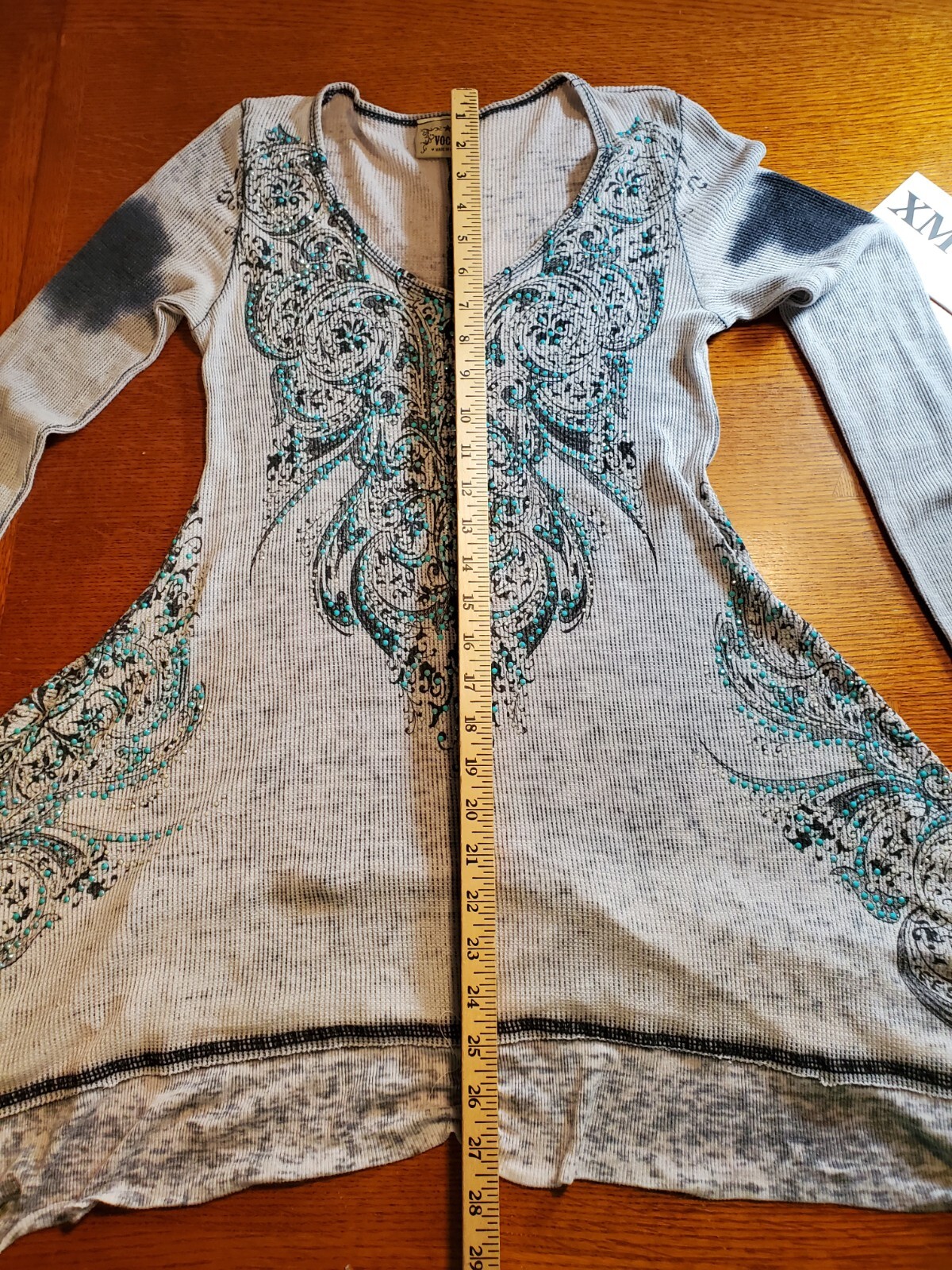 VTG Vocal Y2K Western Rhinestones Crystal Thermal Waffle Goth Grunge Whimsigoth