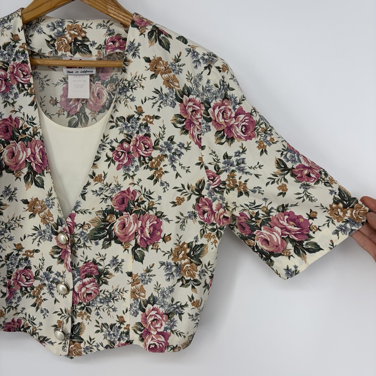Vtg LA Gal Floral Top M (9/10) Cottagecore Rose Print 90s Romantic Feminine Ivy