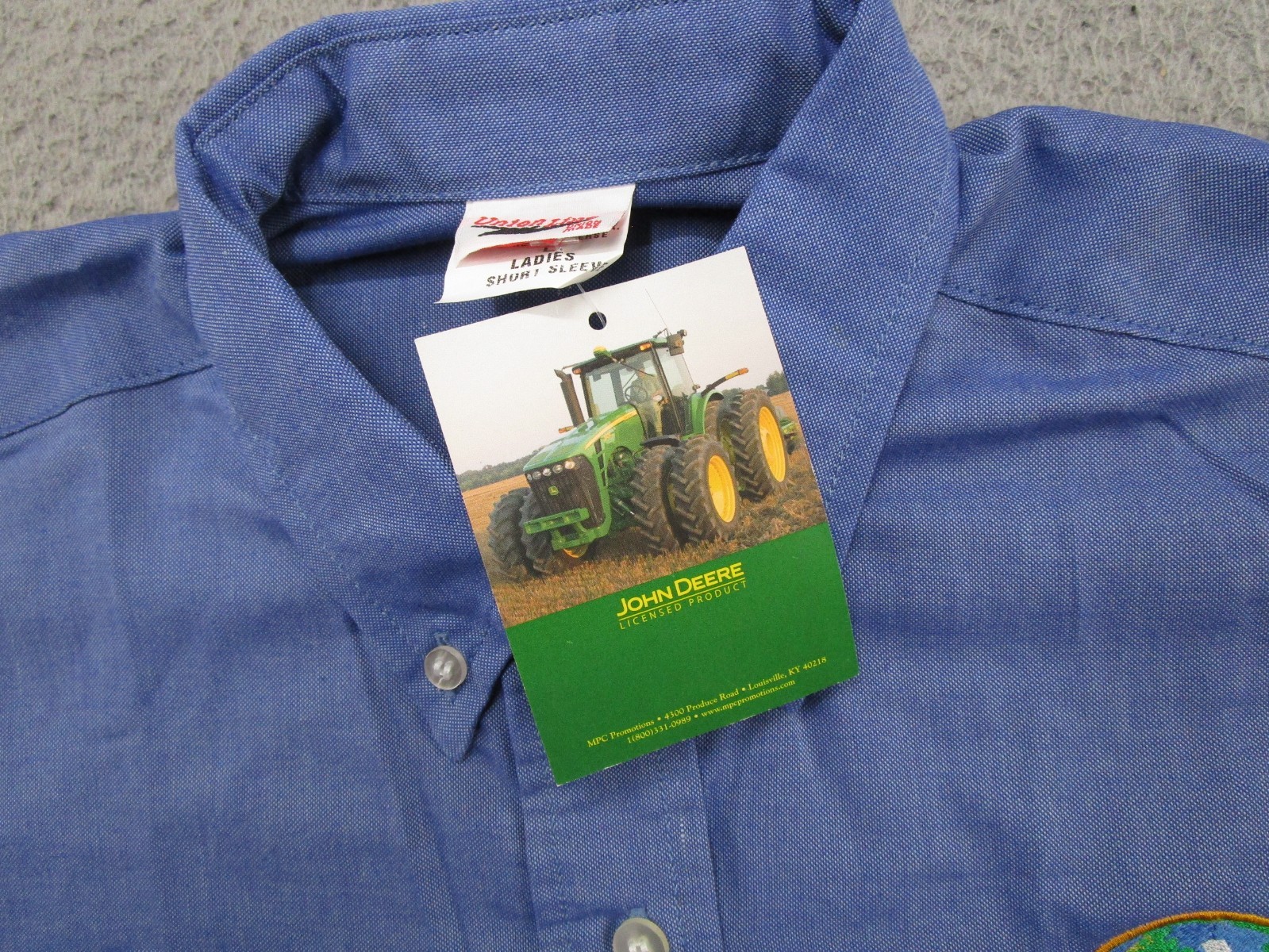Vintage Union Line John Deere Engine Employee Button Up Shirt Womens Size L NEW
