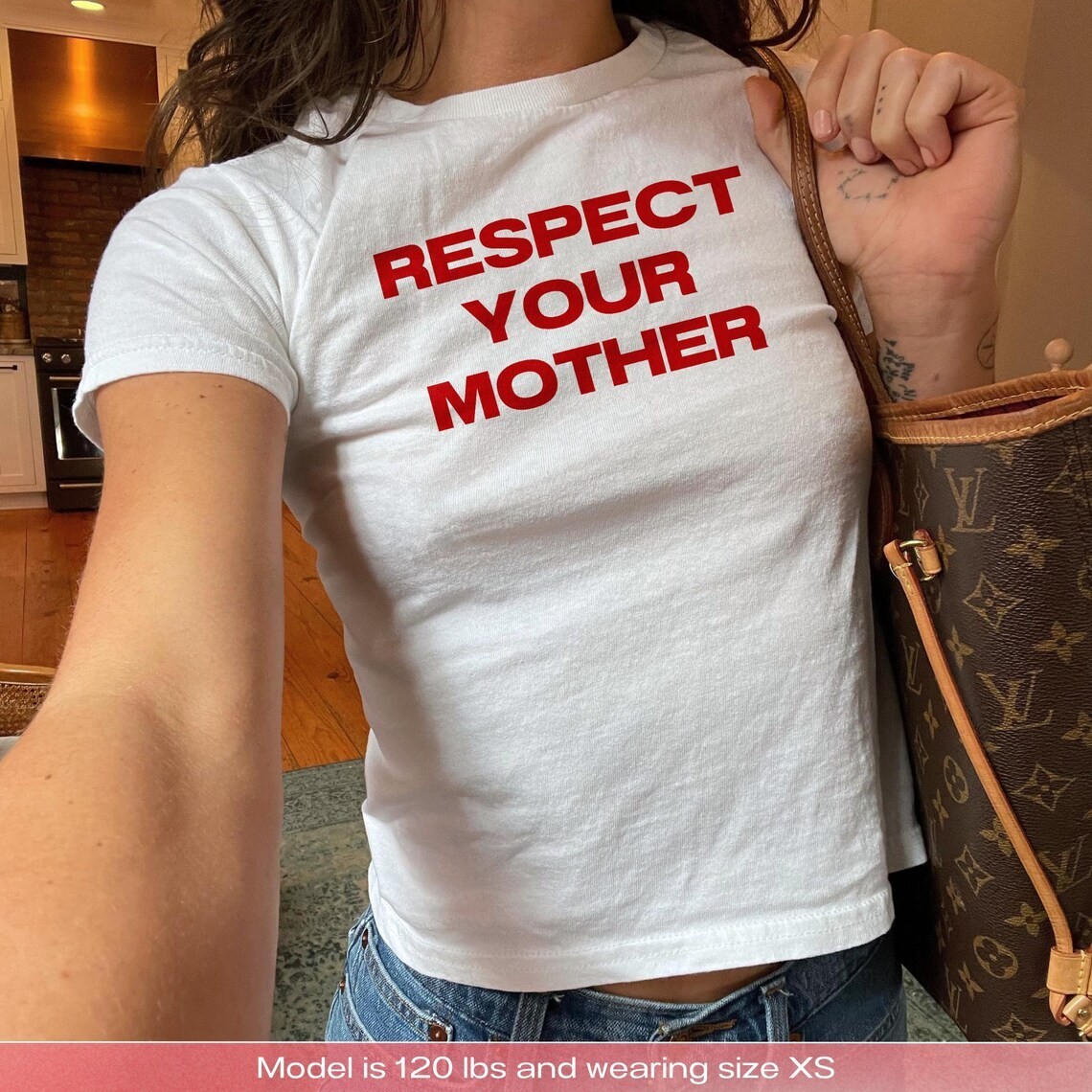 Respect Your Mother Baby Tee Funny Mother’s Day Y2K Graphic Shirt