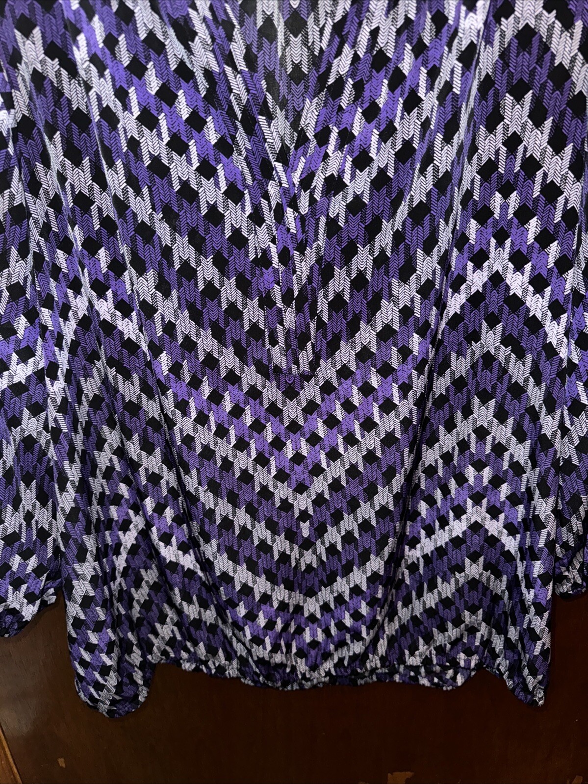 Dana Buchman Womens Purple And Black V-neck Blouse Size XL