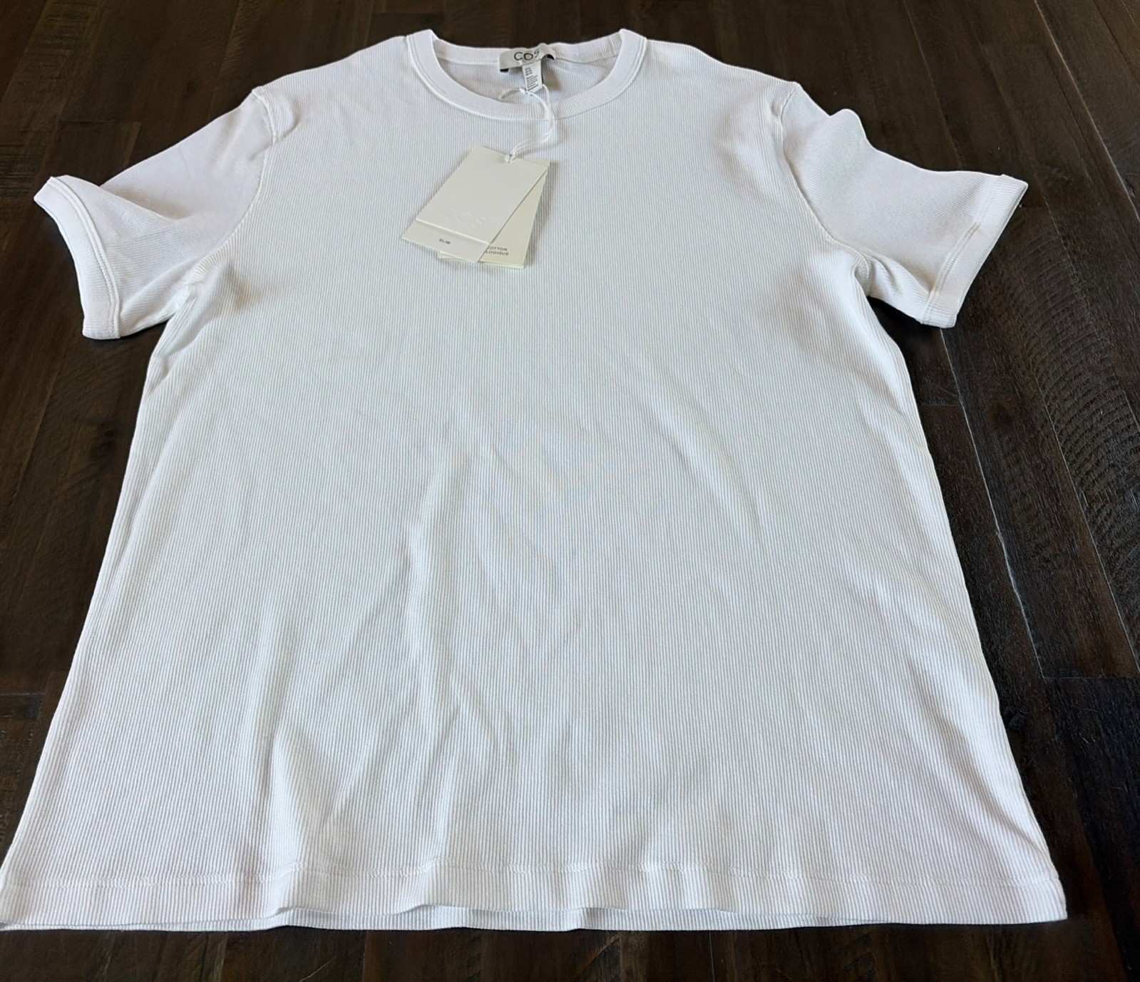 NWT COS Organic Cotton Slim Ribbed Women’s T-Shirt Sz XL New White