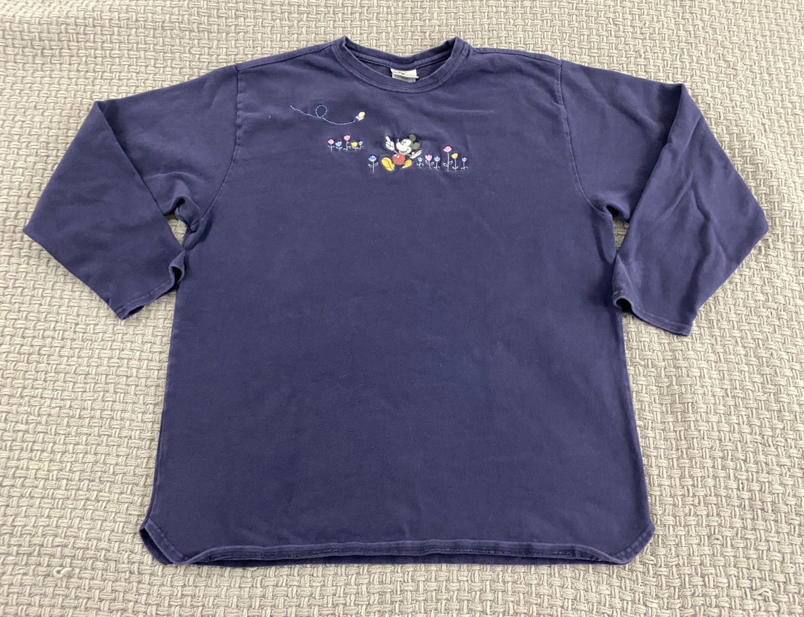 Vintage The Disney Store Mickey Mouse Womens Embroidered Shirt Blue Size XL