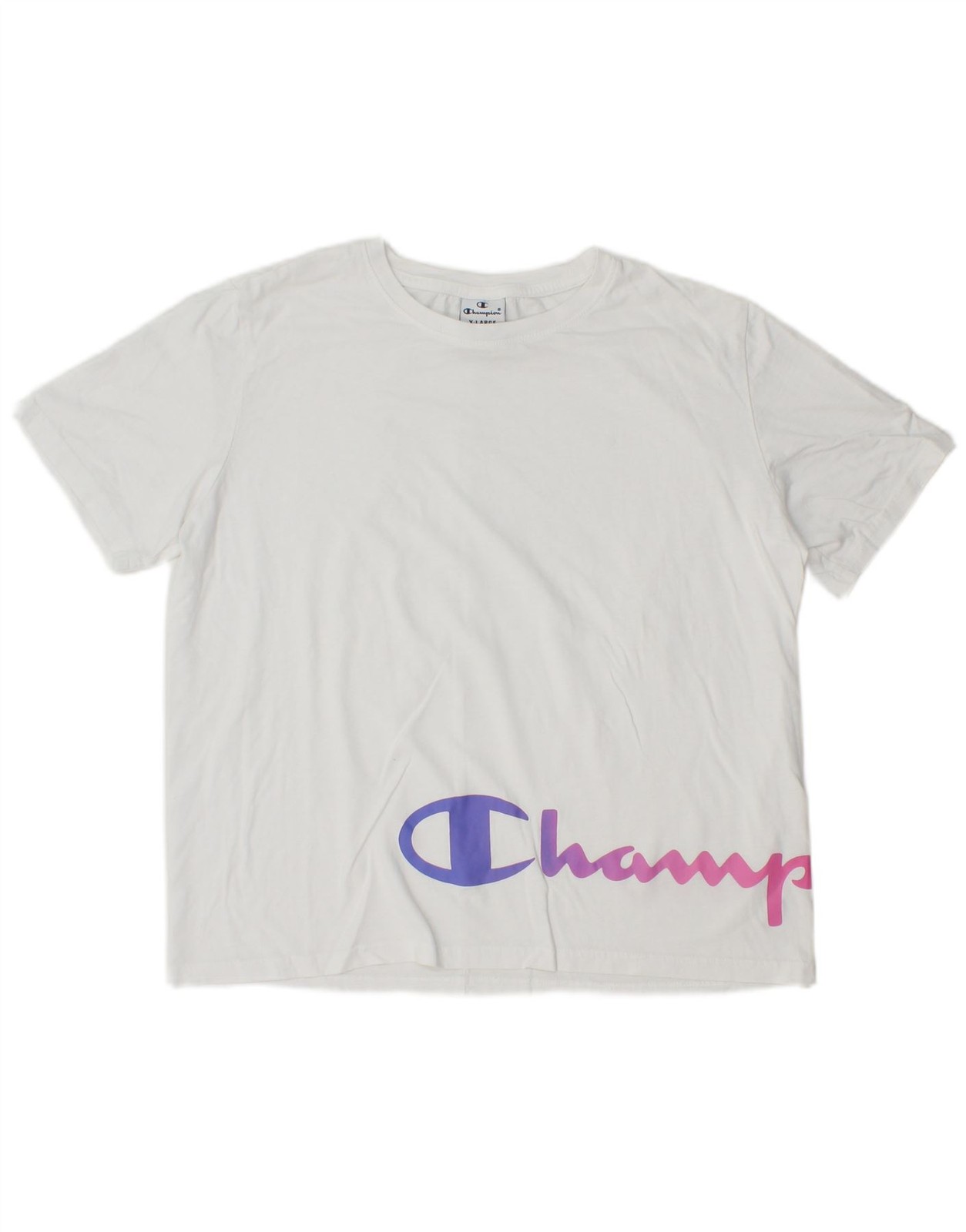 CHAMPION Womens Crop Graphic T-Shirt Top UK 18 XL White CM03
