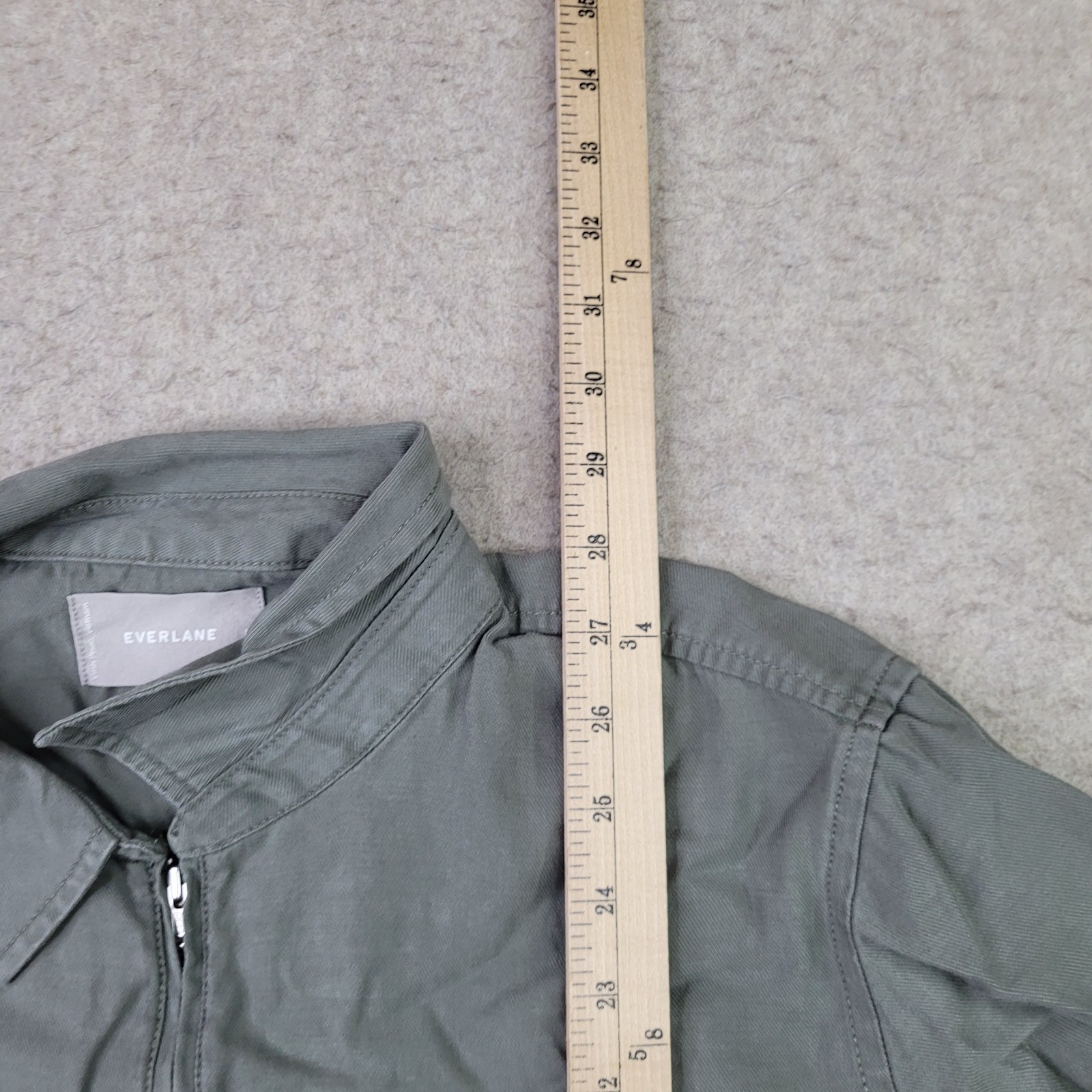 Everlane Womens M Olive Green Tencel Cotton Quarter Zip Utility Pullover Shirt