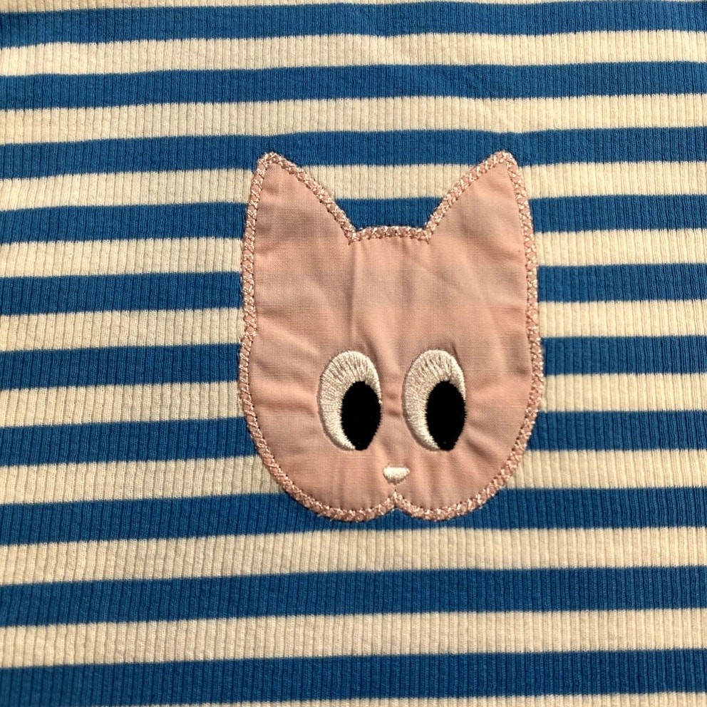 Cider Cotton-Blend Stripe Cat Graphic Crop Tank Top – Size Large