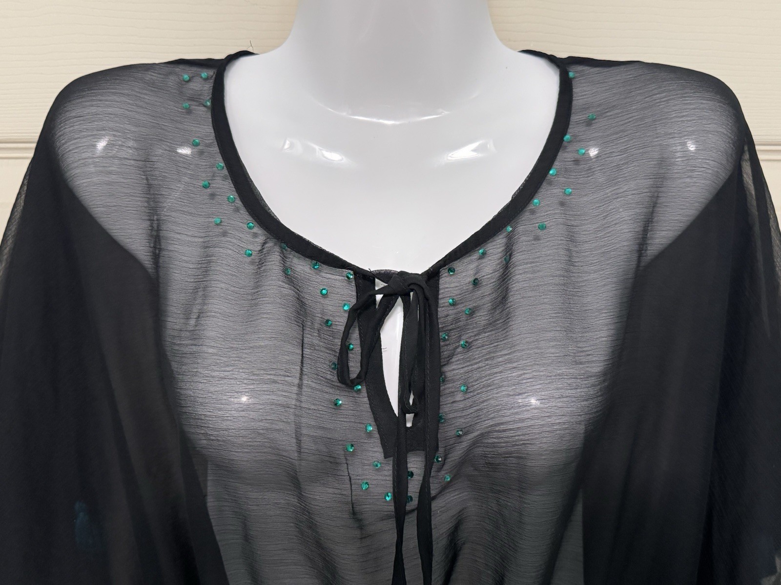 INGEAR Resort Boho Paisley Floral Sheer Beaded Tassel Cover Up Tunic OS