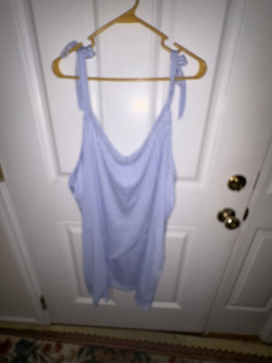 Laura Ashley Blue and White Striped Tie-Strap Sleeveless Top