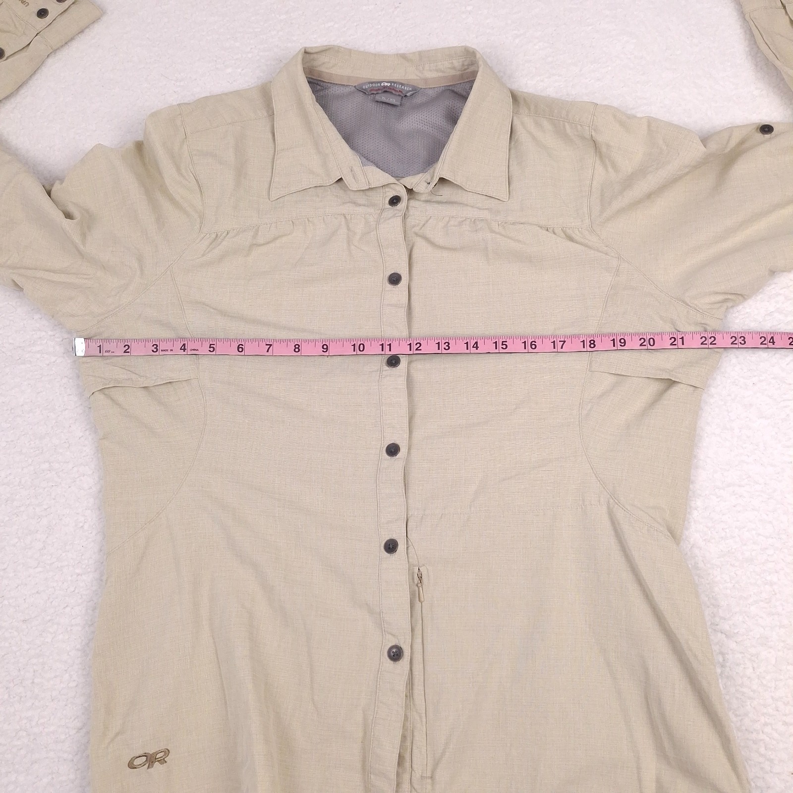 Outdoor Research womens XL UPF 50 long sleeve hiking shirt trail roll tab vented