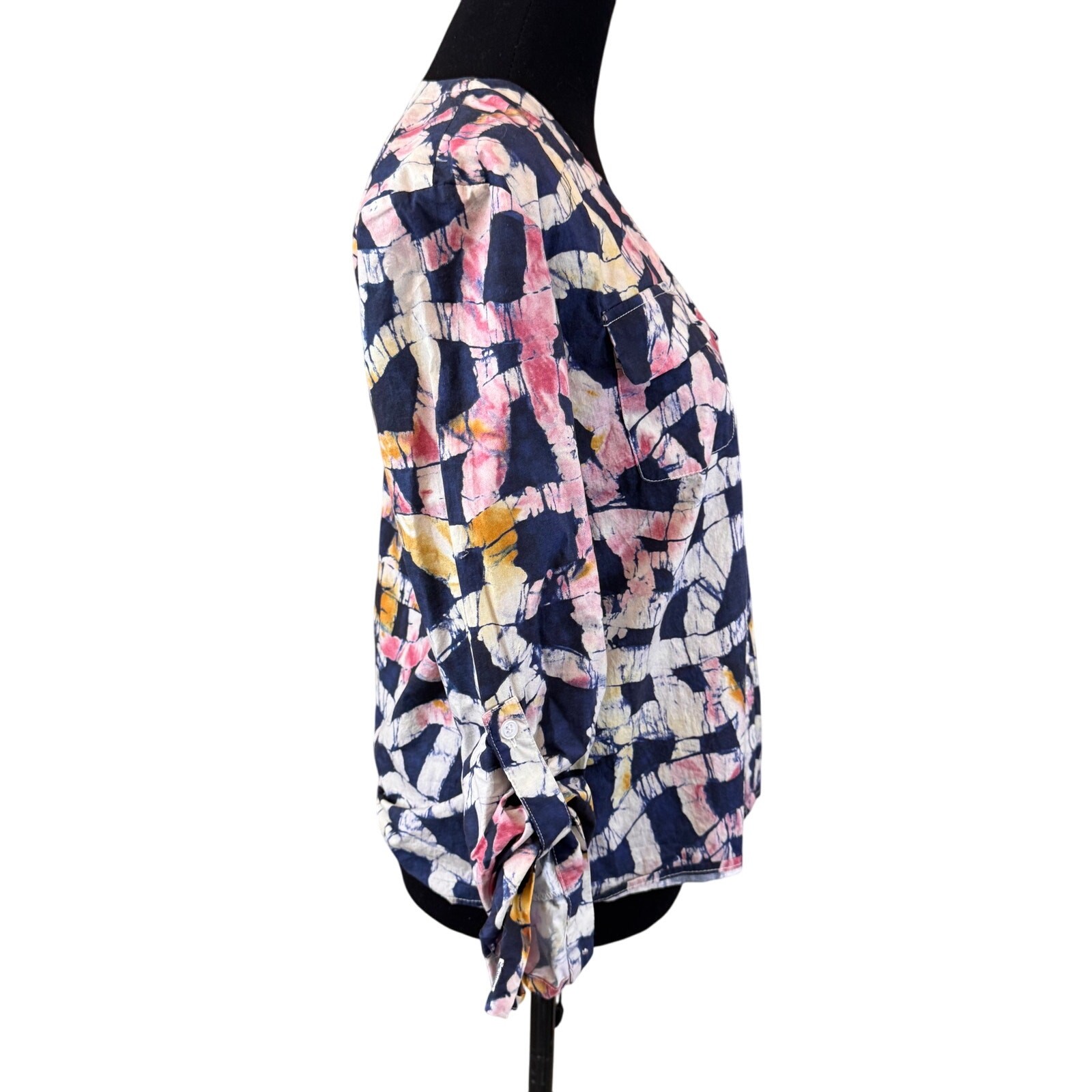 BUSAYO COLLECTIVE Multicolor Abstract Two Tone Button-Up Shirt Size XS