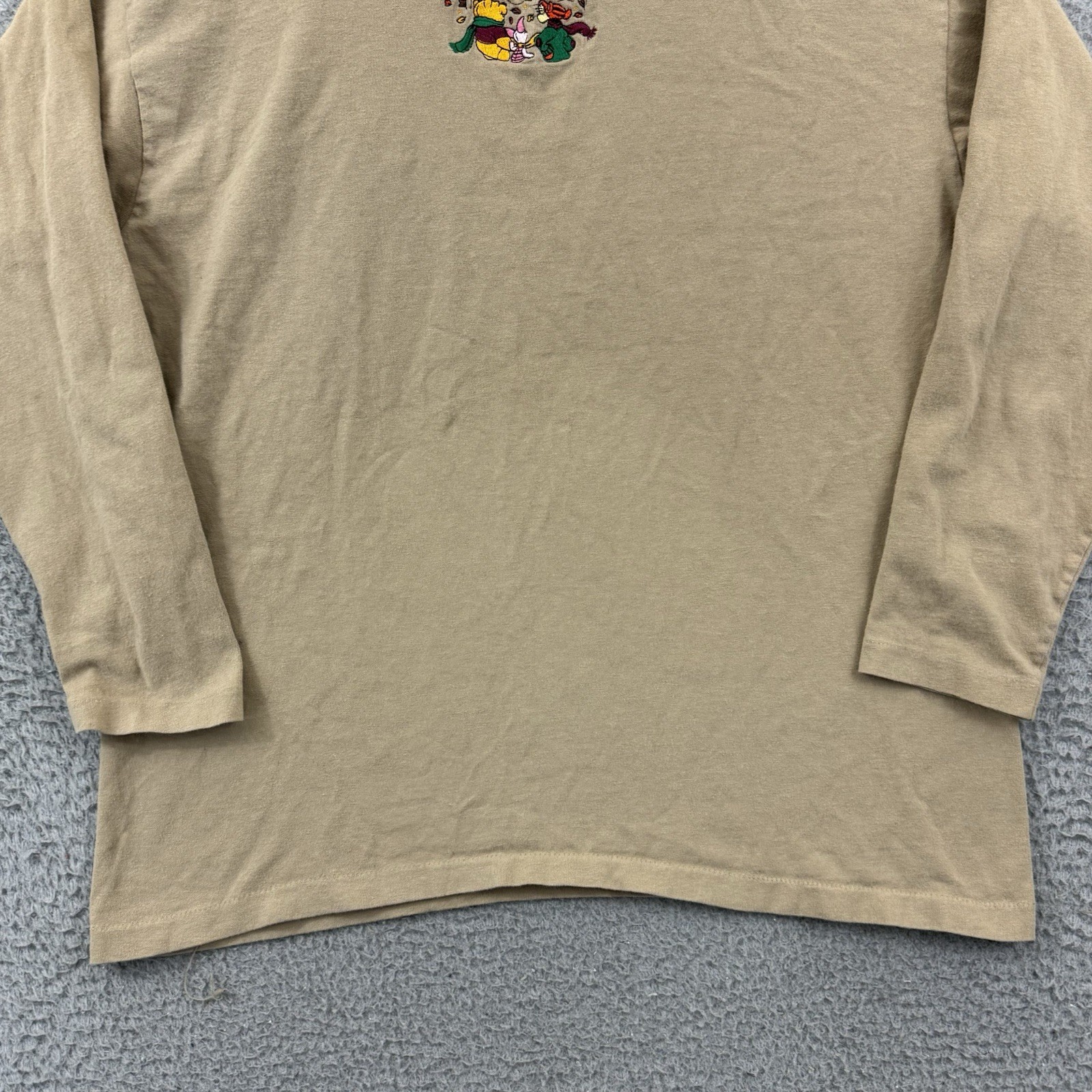 Vintage Winnie The Pooh Shirt Womens Large Brown Holiday Long Sleeve 90s Disney