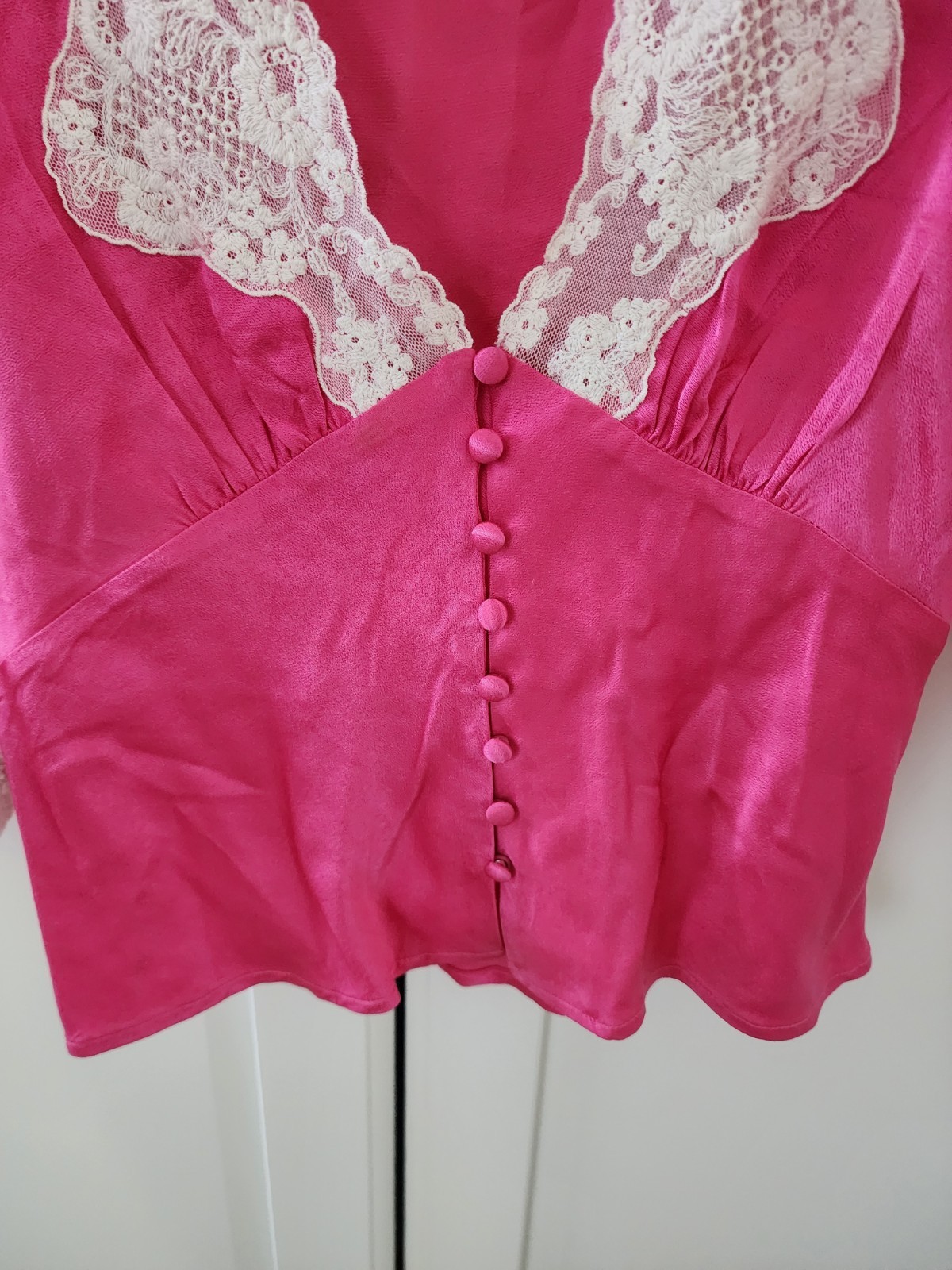 Rixo amanda pink lace insert silk top size XS (UK 8/ AU 8)
