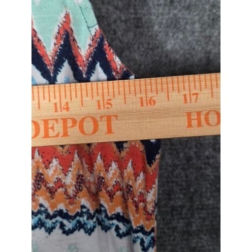 Carolyn Taylor Shirt Womens S Orange Blue Chevron Crochet Lace Tank Top Beach
