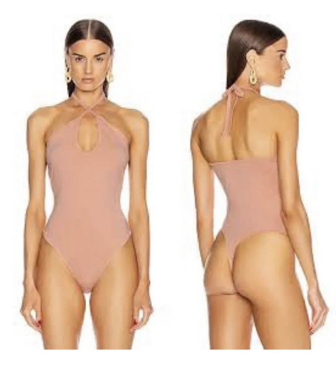 NWT Grlfrnd Peach halter Bodysuit LARGE