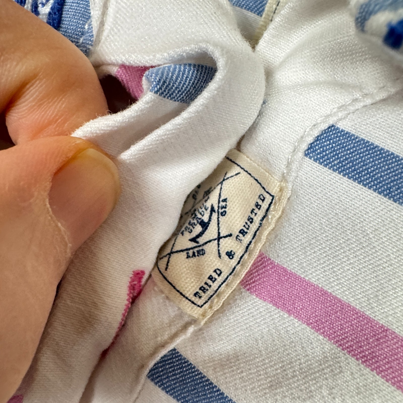 Joules Top Womens 10 Pink Blue White Striped Clovelly Popover Deck Shirt Preppy