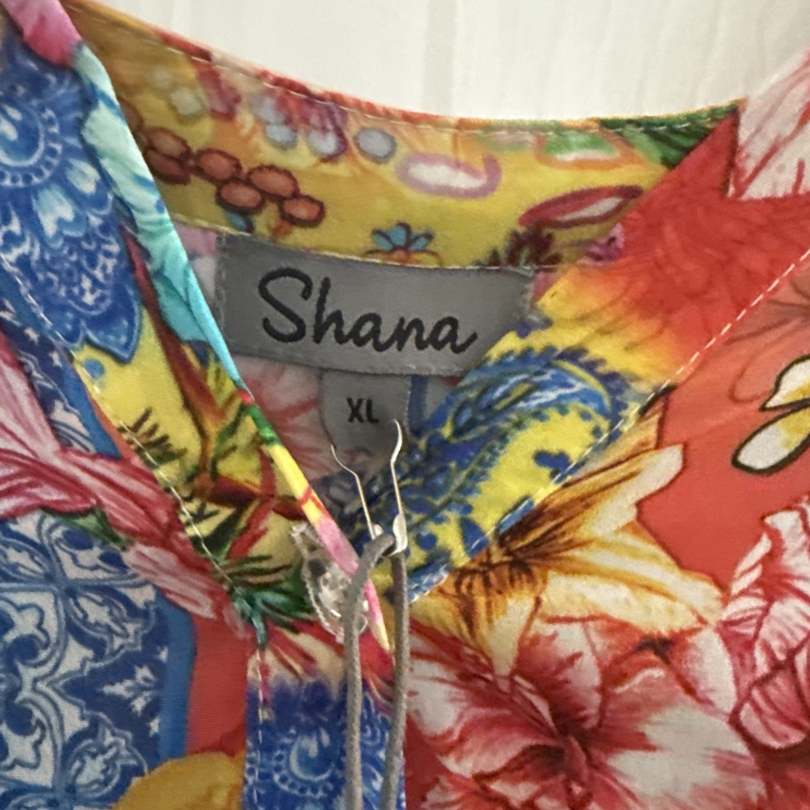 Shana 100%Silk Viscose Tunic Size XL. Floral Art . Shana Summer Sale $25
