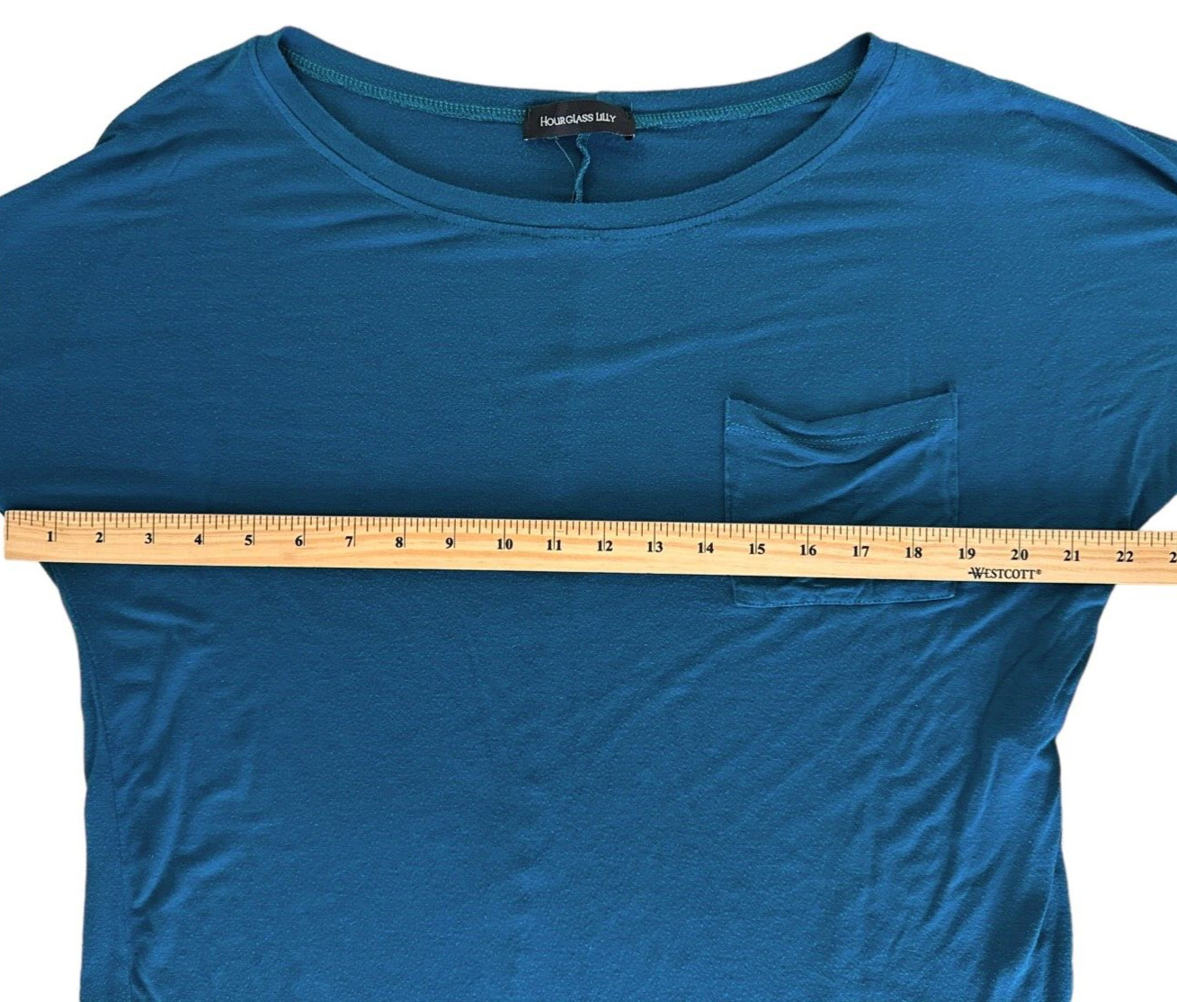 Hourglass Lilly Women’s Soft Rayon Top 3/4 Sleeve Boat Neck Size M Dark Teal