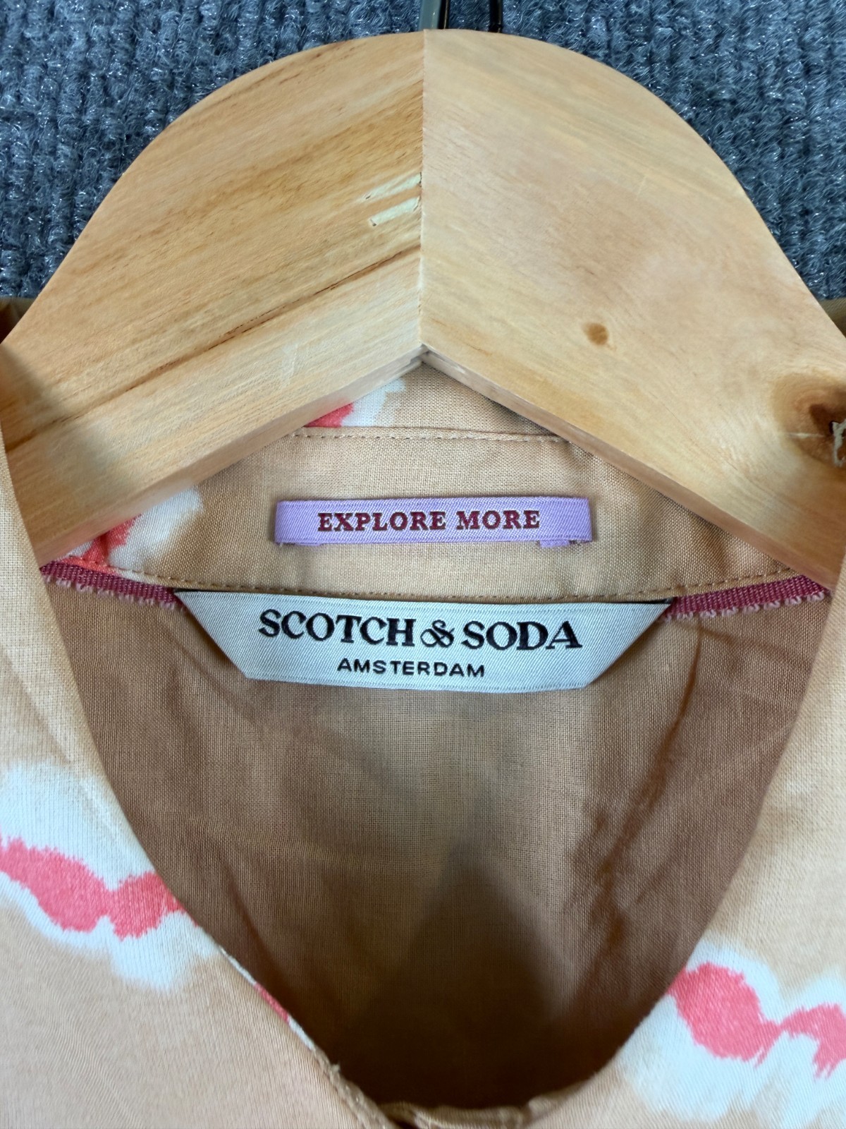 Scotch Soda Women’s Printed Shirt Balloon Sleeves Size Medium Tan Pink