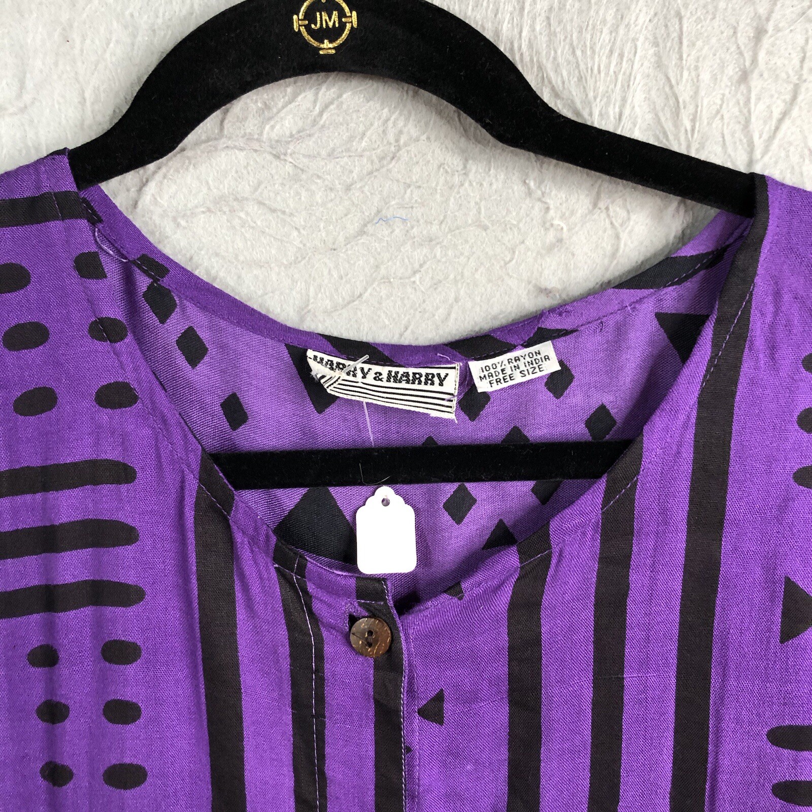Ethnic Top Women One Size Purple Black Art To Wear Primitive Artsy NEW