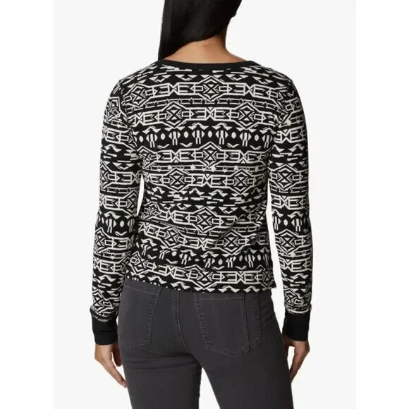 Columbia Geometric Print Long Sleeve Top Winter Outdoor Layer Ski Snowboard L