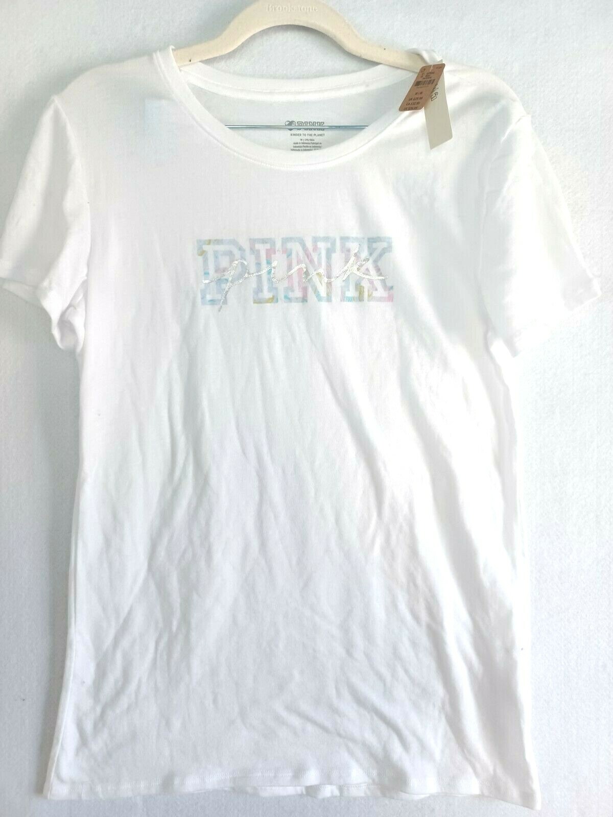 VICTORIA SECRET PINK Perfect Crew TEE T-SHIRT XS S L XL NEW Logo Cotton Tie Dye