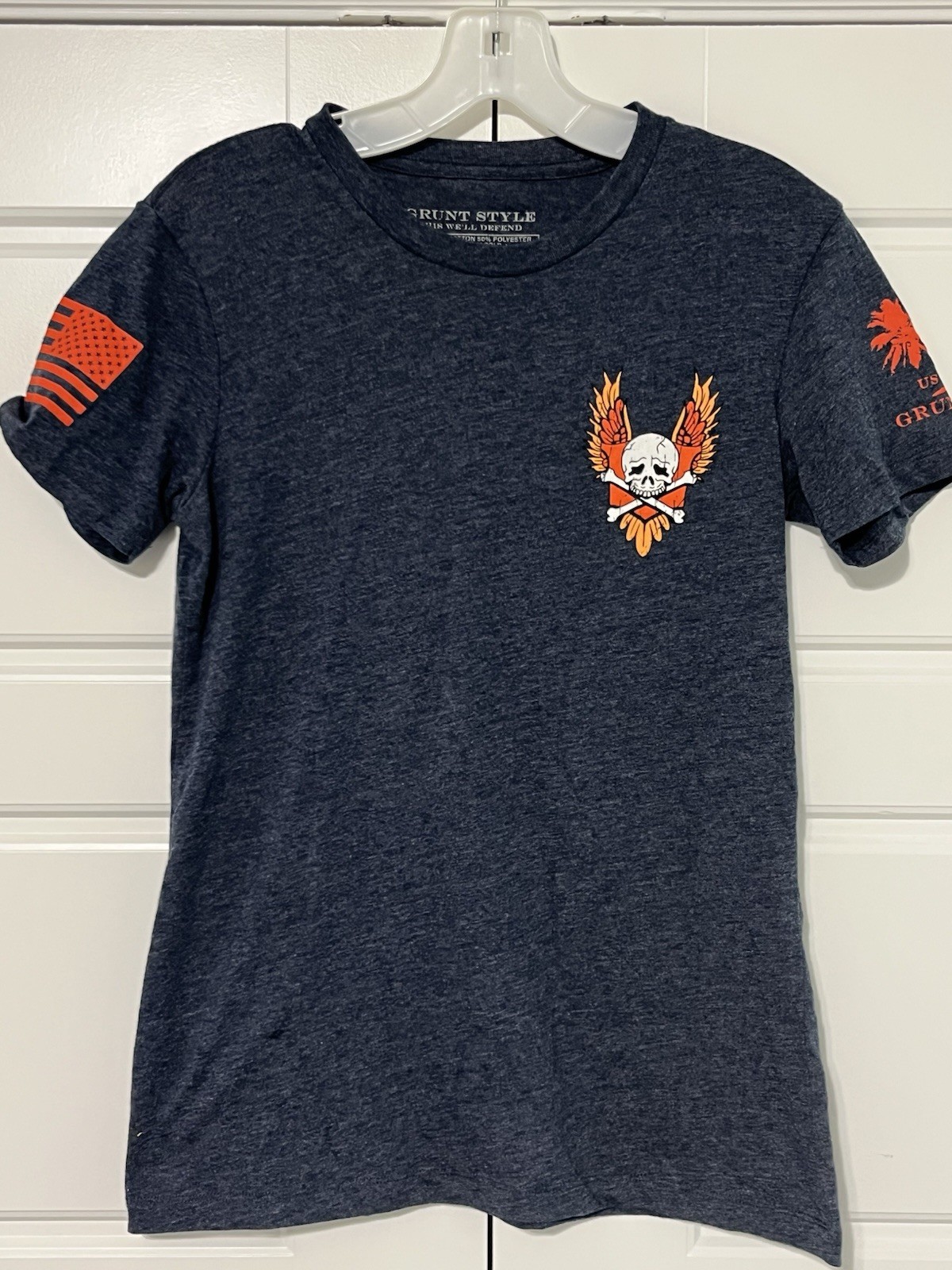 Grunt Style Patriot This We”ll Defend SS T-Shirt Womens Large Grey Graphic Tee
