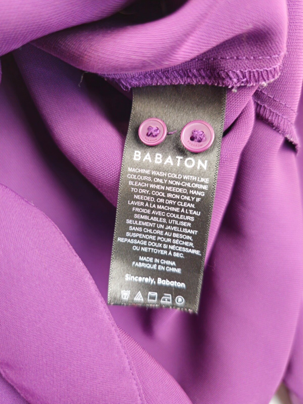 Aritzia Babaton Lapel Monocle Shirt Tunic Top Eggplant Purple Button Front XL