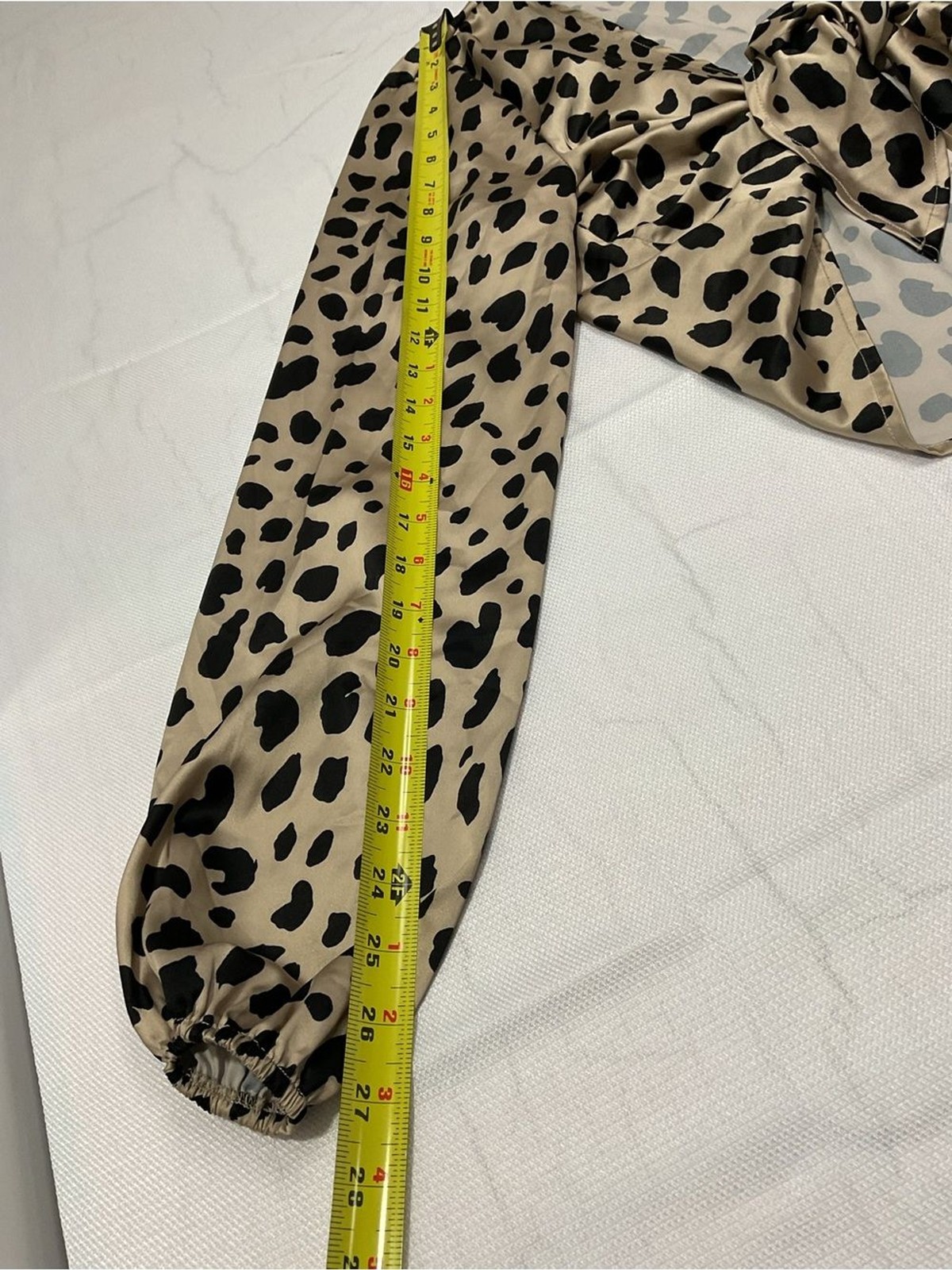 Windsor Black and Beige Leopard Tie-Front Long Sleeve Blouse