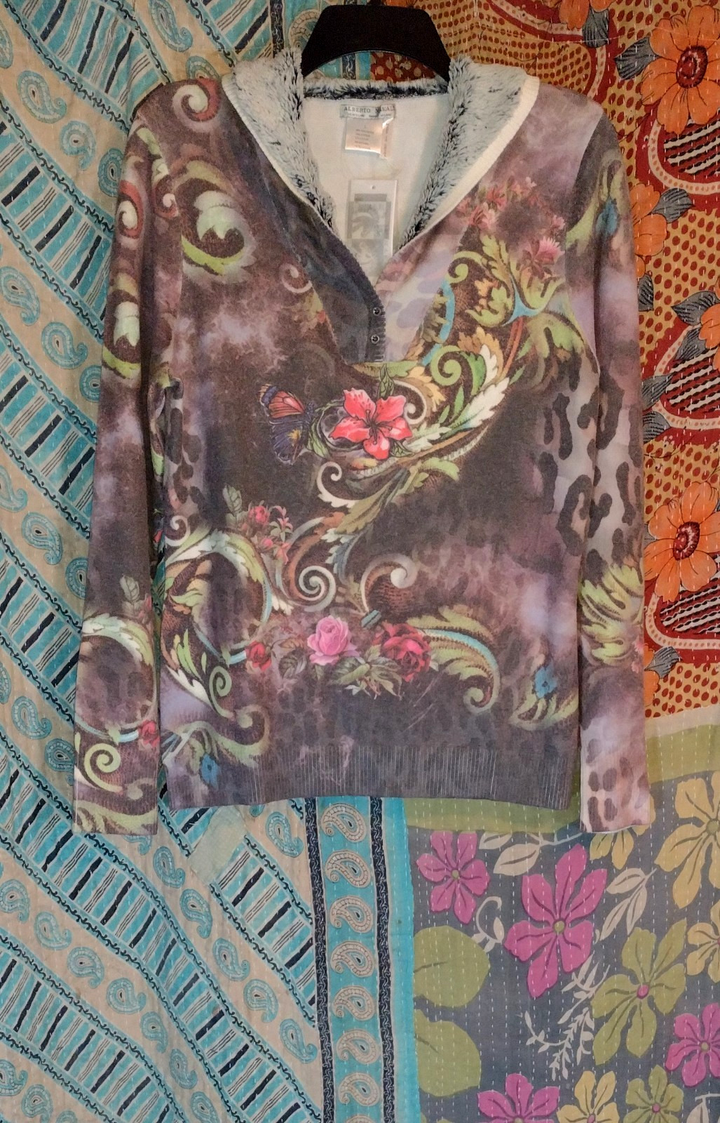 Women’s Alberto Makali NWT’s Pullover Lightweight Sweater Floral Swirl LG 40B