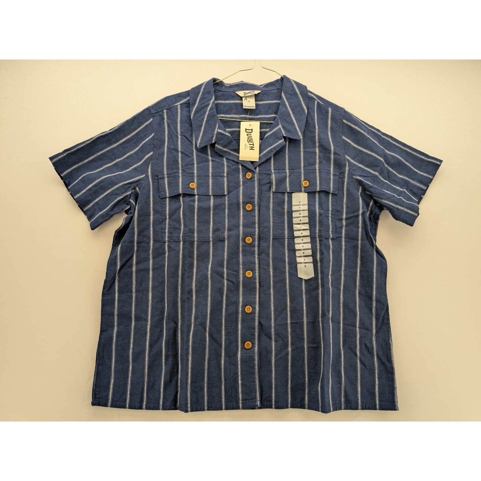 NWT Duluth Trading Co Women’s Artisan Hemp Untucked Camp Shirt in Blue sz Medium