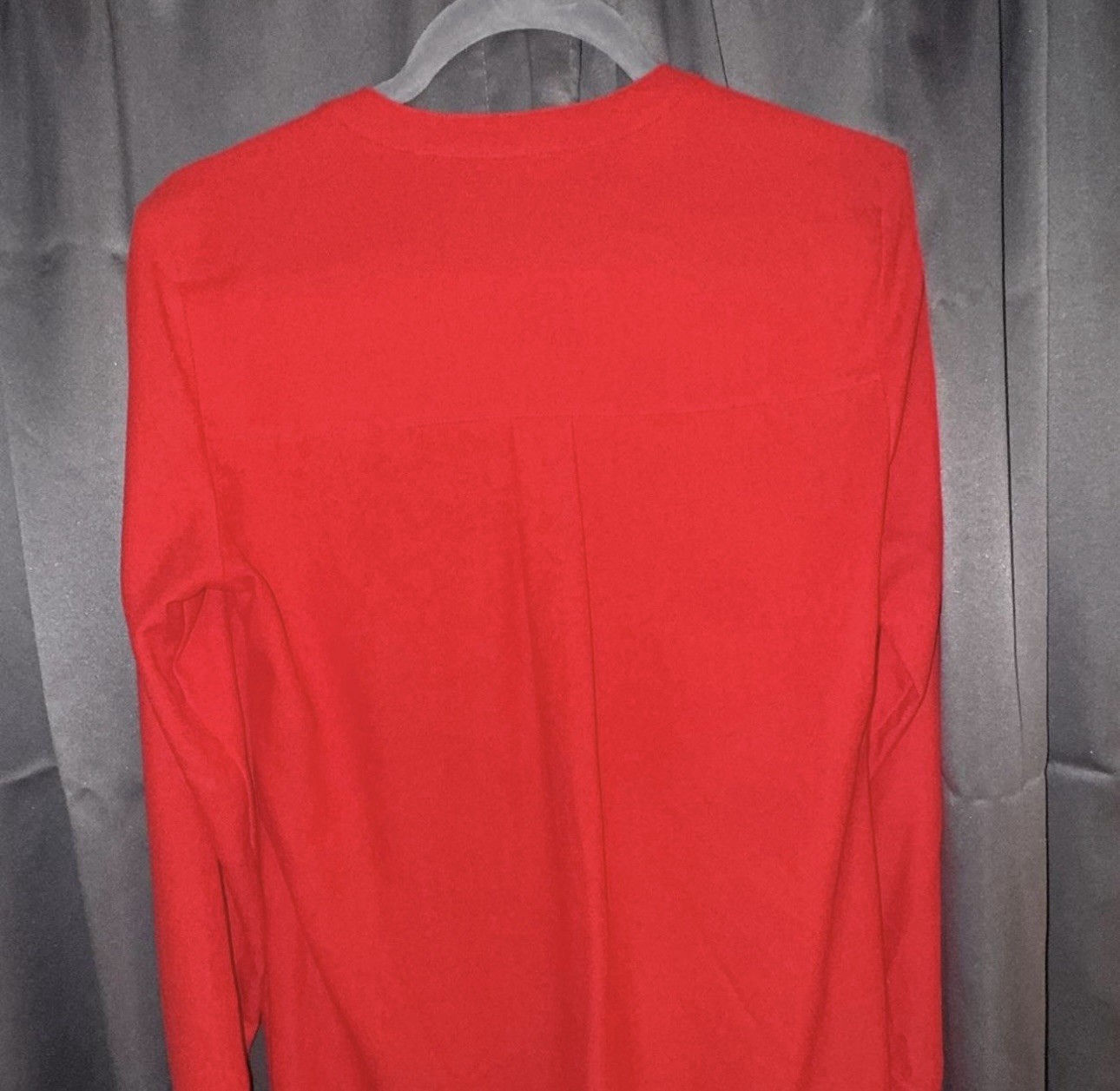 Express Red Solid V-Neck Long Sleeve Half-Zip Woven Blouse Top Size XS