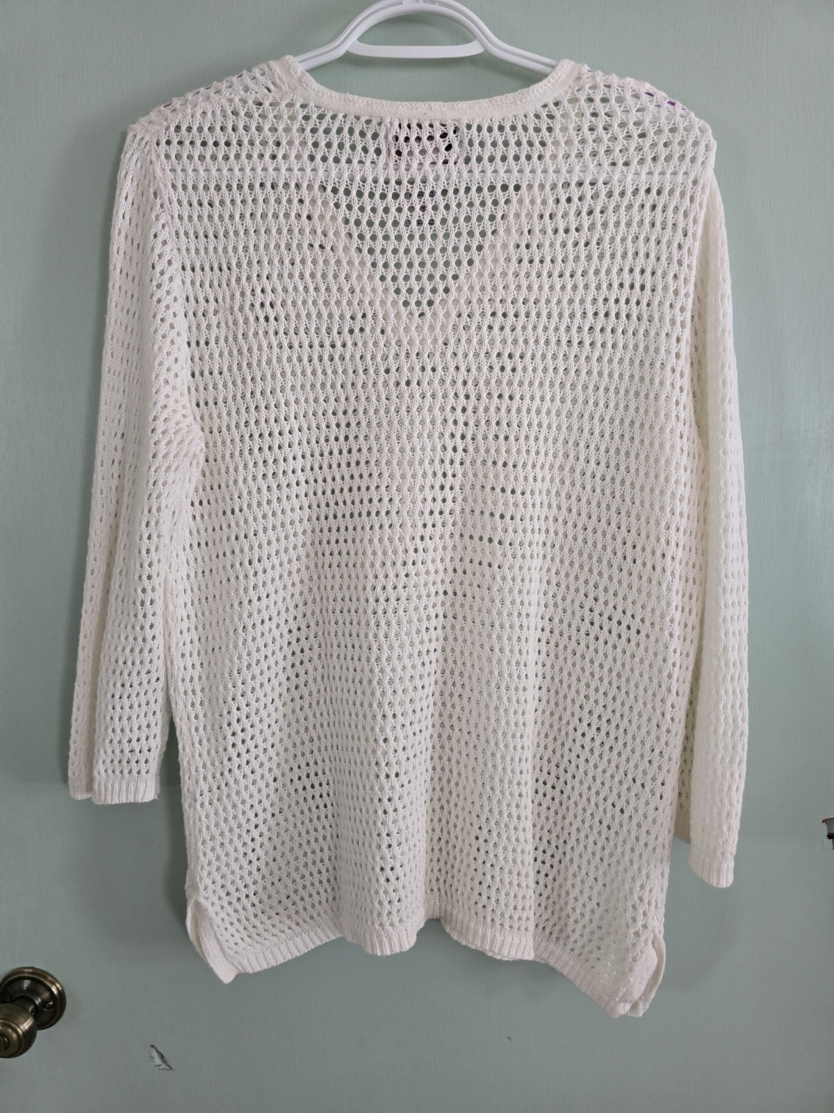 Sag Harbor Jean Co White Crocheted Pullover Tunic Size M