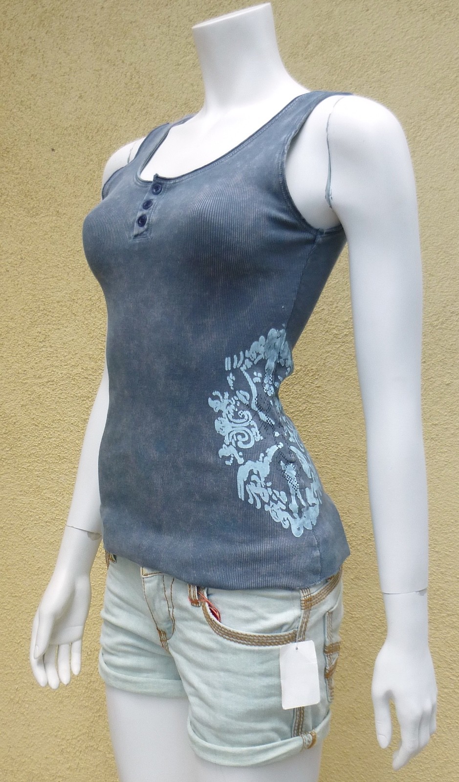 Women Mineral Wash Floral Stretchy Junior Tank Top Pink Purple Brown Green Gray