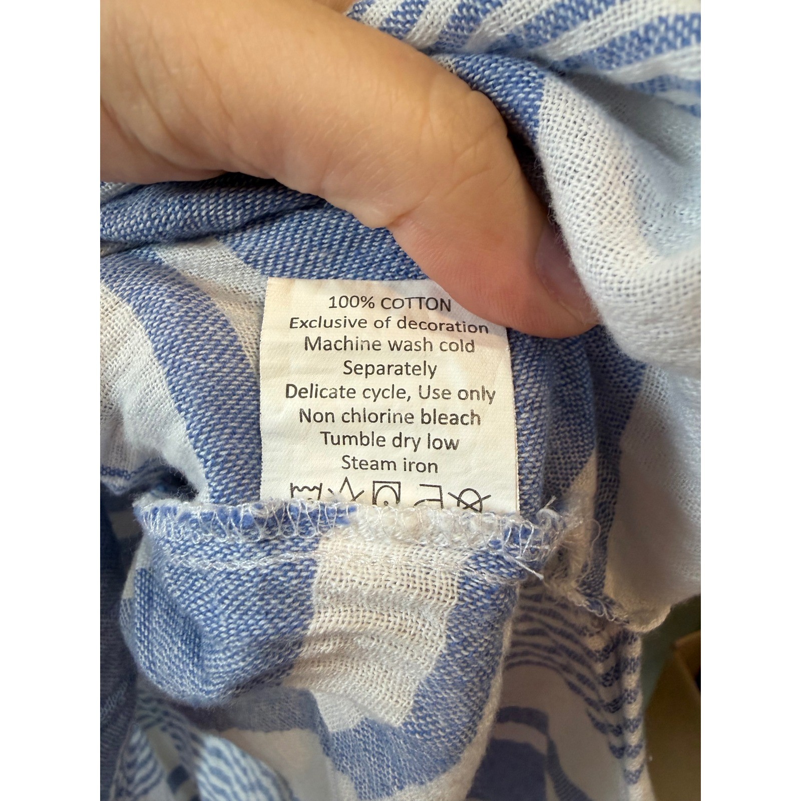 Mud Pie Womens Blue White Striped Cotton Gauze Tunic Top 3/4 Sleeve Size M 8-10
